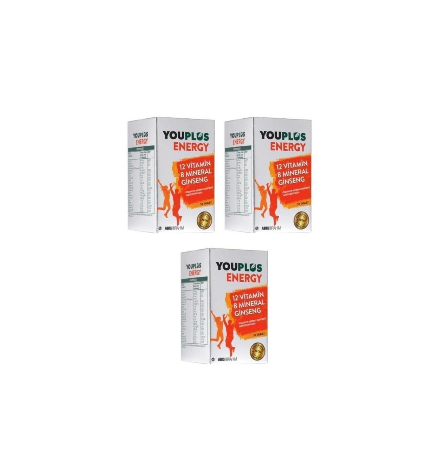 ABD BRAH M Youplus Energy Vitamin and Mineral Complex Supplementary Food 30 Tablets X 3 Packs