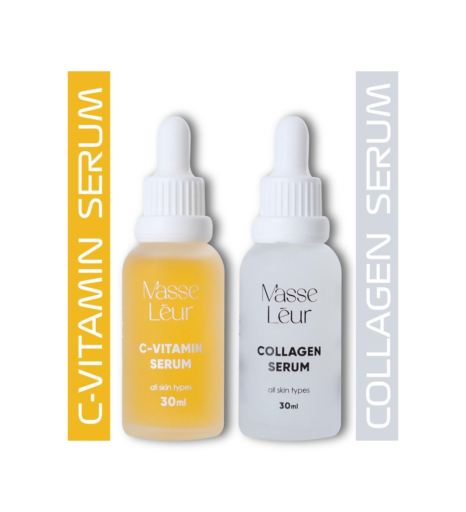 Masse Leur Anti-Wrinkle Botox Effective Collagen Serum and Brightening C-Vitamin Serum 2-Pack Care Set - Buy Online on GoSupps.com