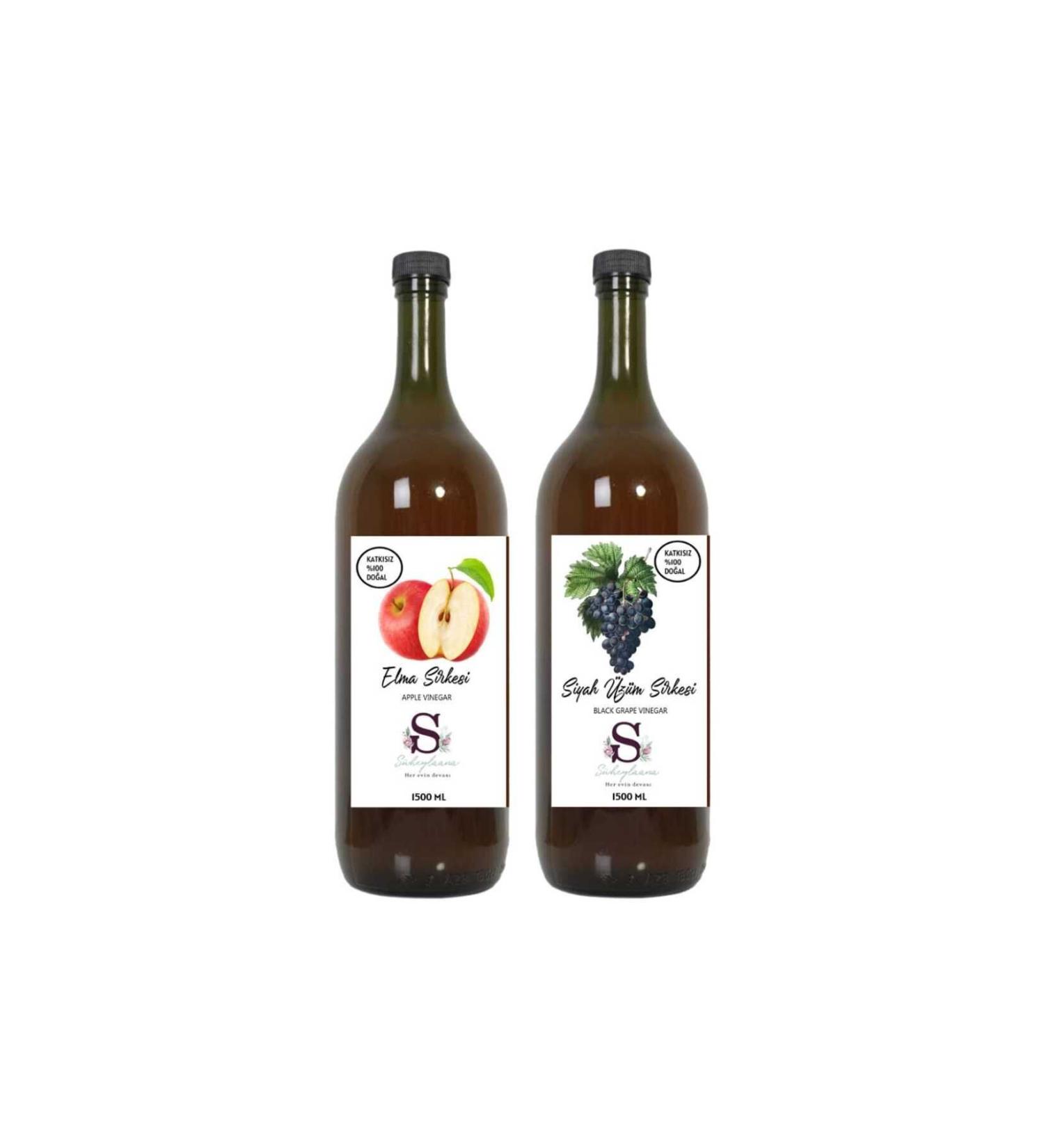 S heylaana Natural Apple Vinegar 1500 Ml - Natural Black Grape Vinegar 1500 Ml