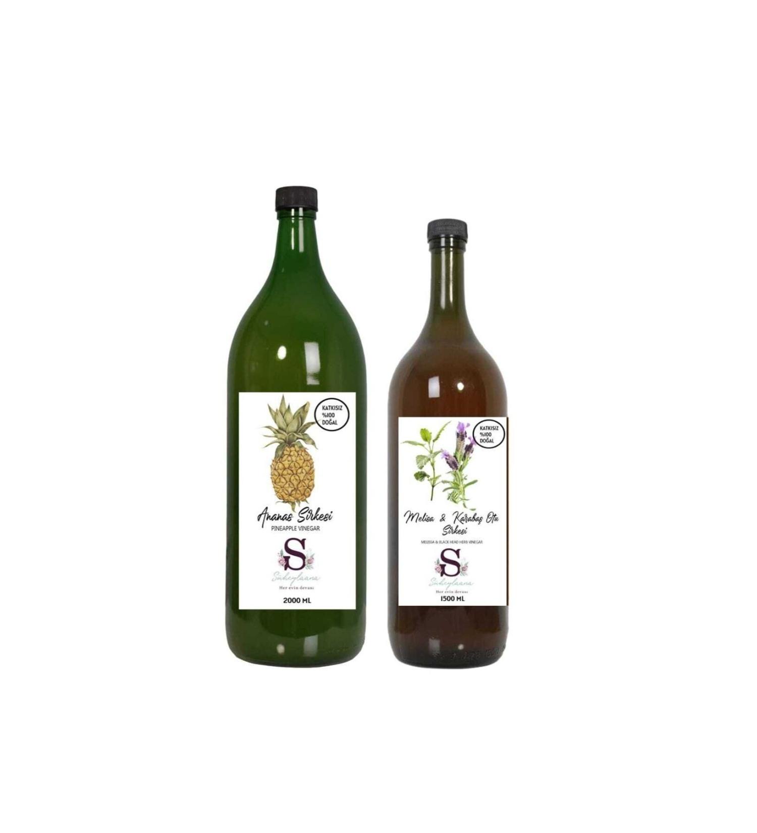 S heylaana Natural Pineapple Vinegar 2000 Ml - Natural Melissa & Black Pepper Vinegar 1500 Ml