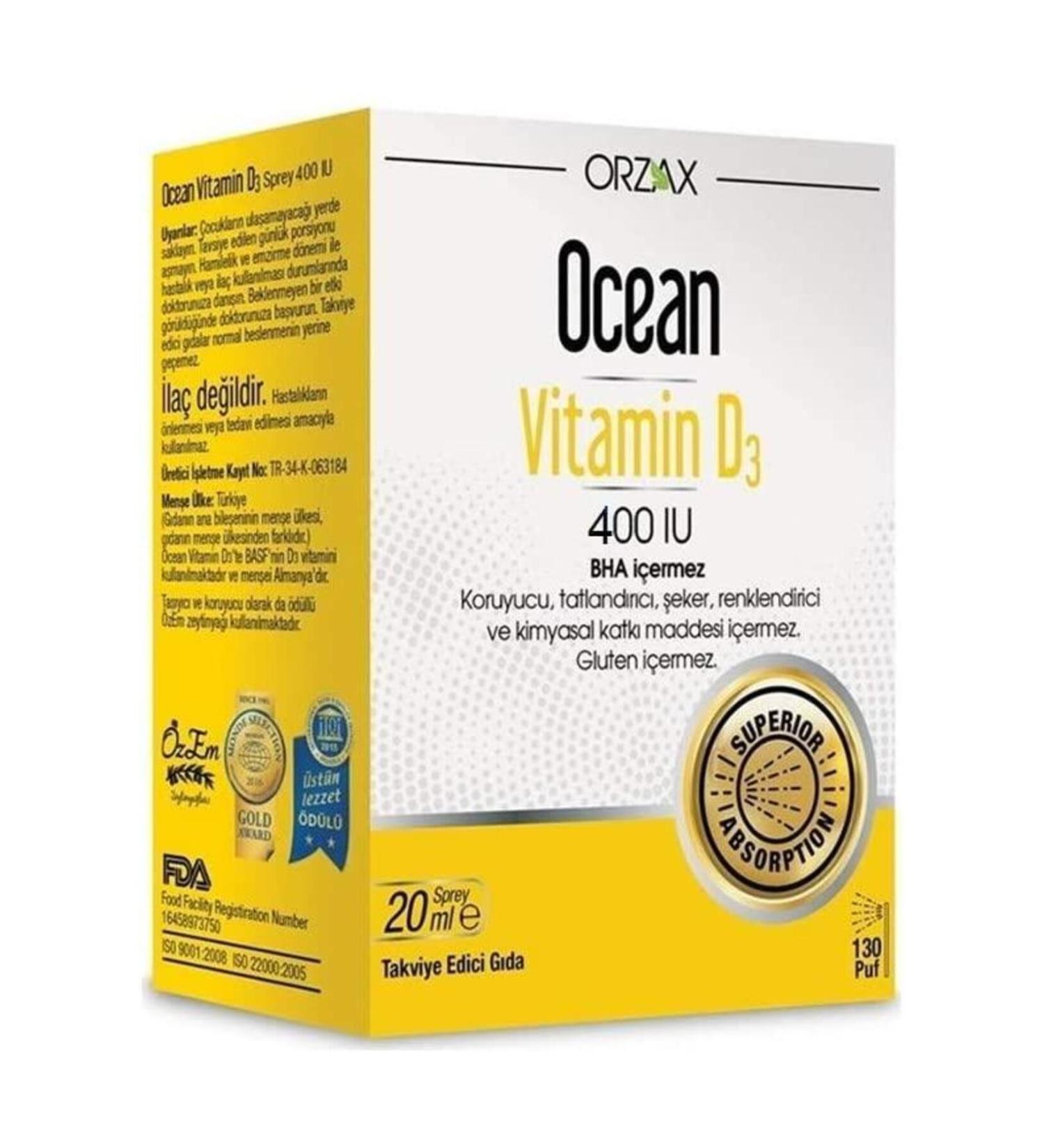 Ocean Vitamin D3 400 IU 20 ml Spray 130 puffs
