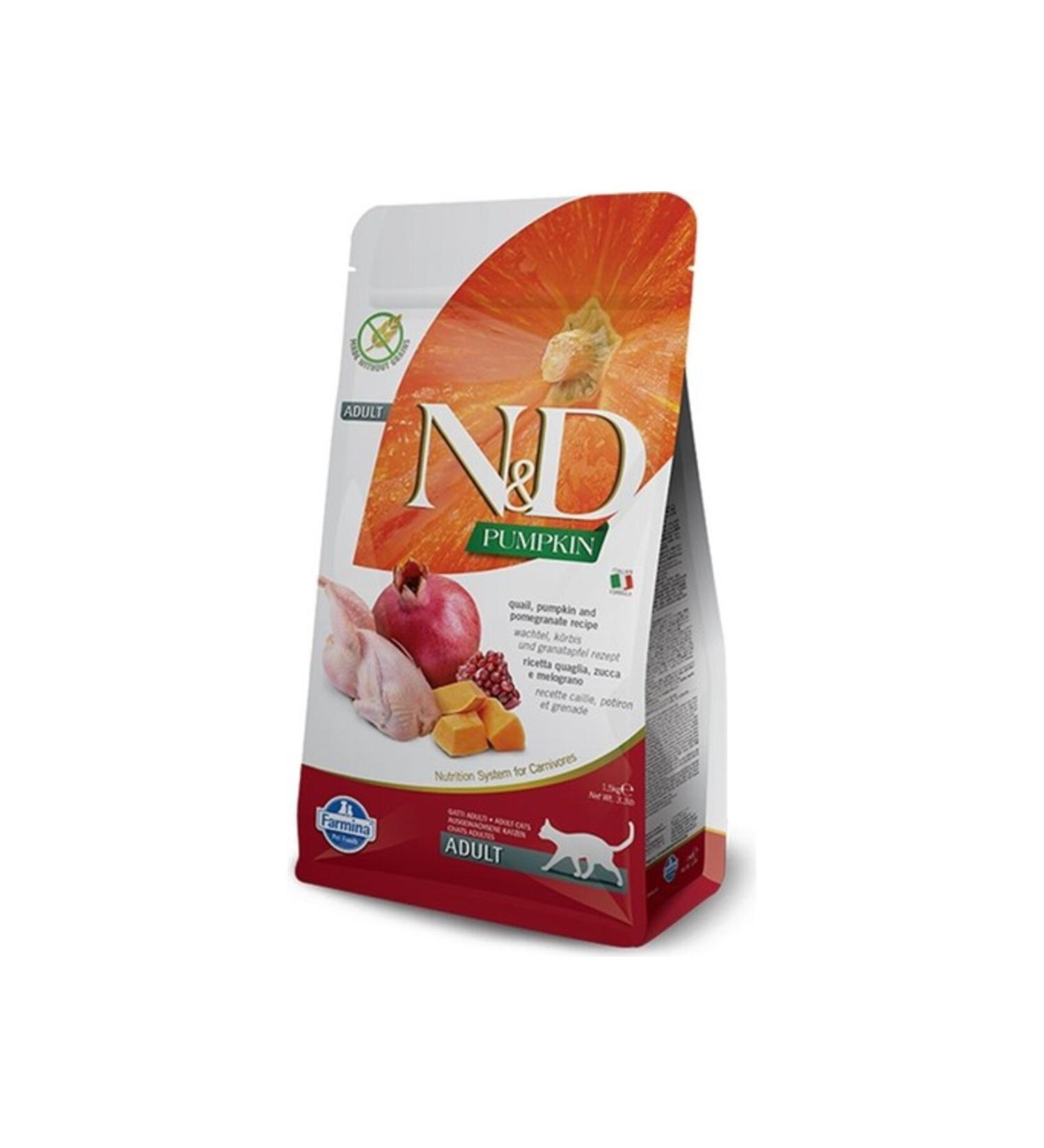N & D Pumpkin Grain-Free Quail and Pomegranate Adult Cat Dry Food 5 Kg