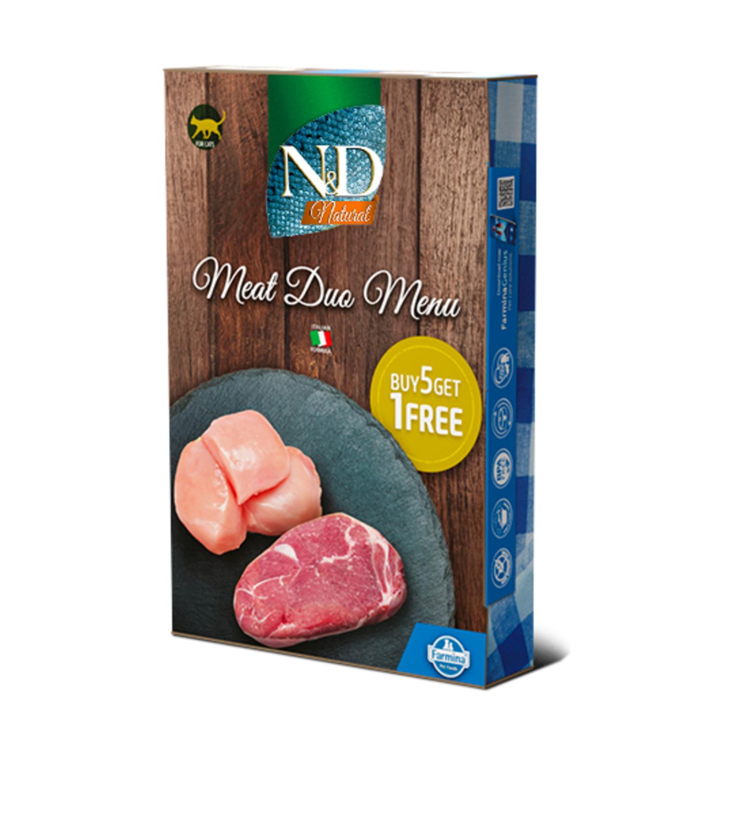 N & D Meat Duo Menu Lamb and Chicken Adult Cat Canned Wet Food 6 X 70 gr