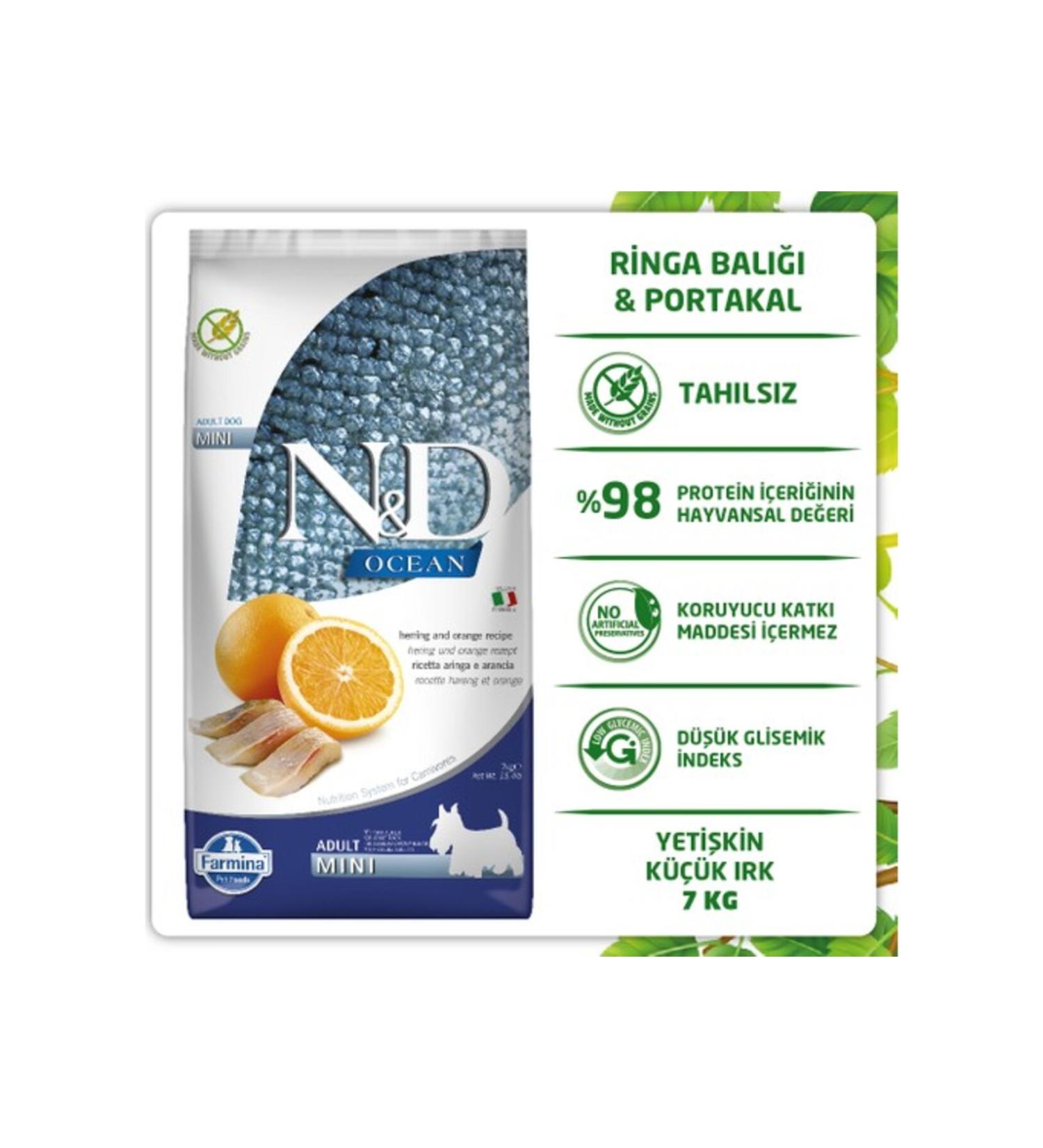 N & D Ocean Grain-Free Herring & Orange Mini Breed Adult Dog Dry Food 7 Kg