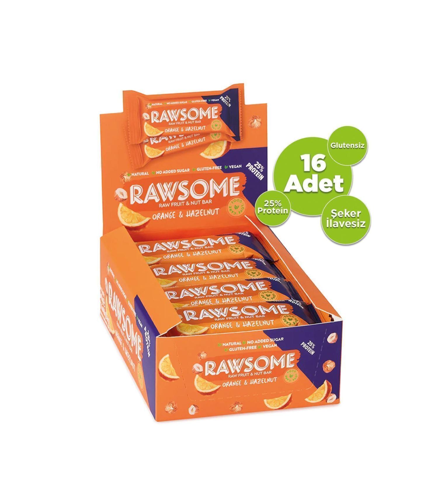 Rawsome Orange and Hazelnut Gluten Free and Vegan High Protein Bar 40g X 16 Pieces - Buy Online on GoSupps.com
