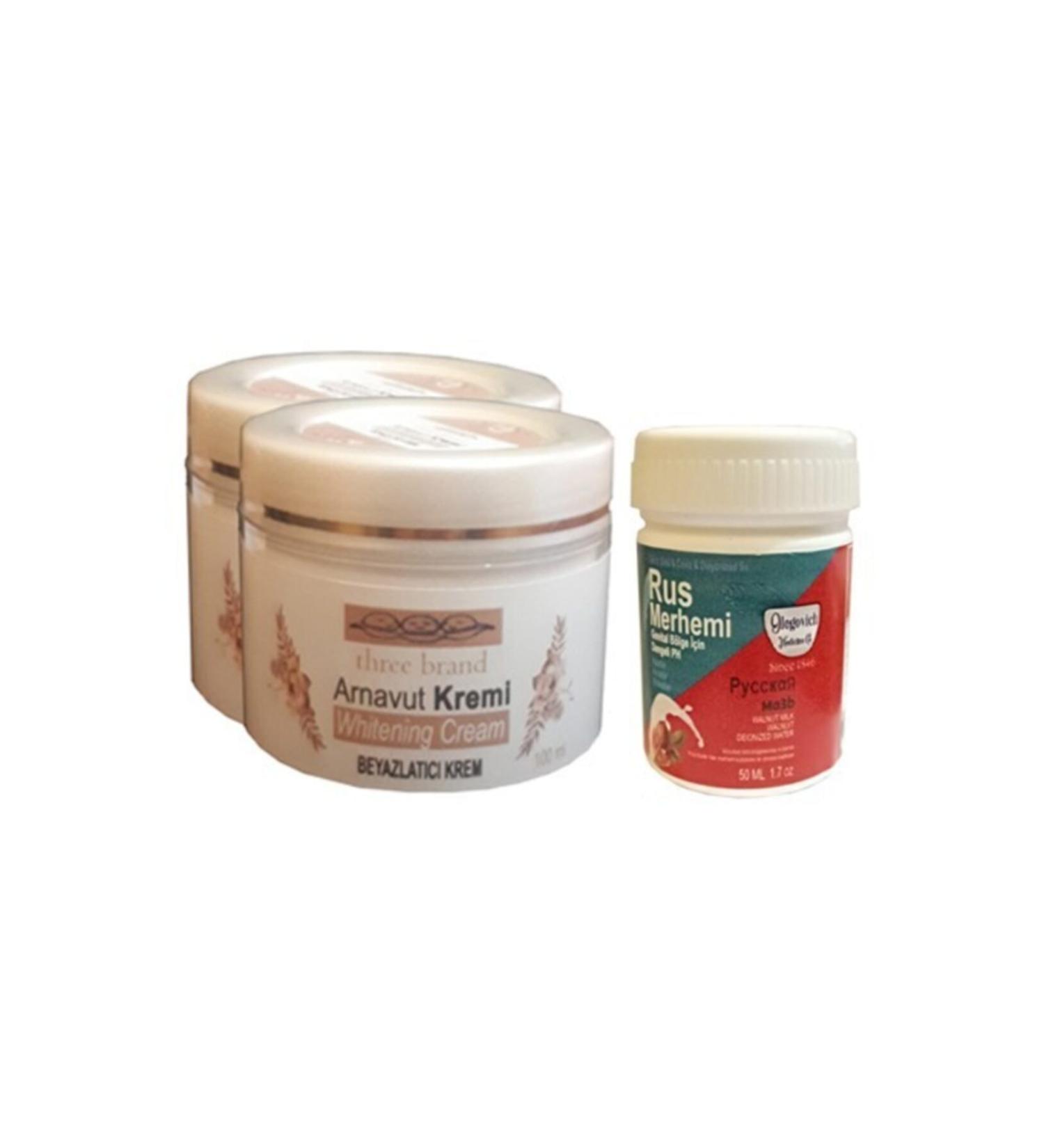 Three Brand Whitening Cream 100 Ml Albanian Cream 2 Pieces + Russian Ointment Genital Area Cream 50 Ml 1 Piece
