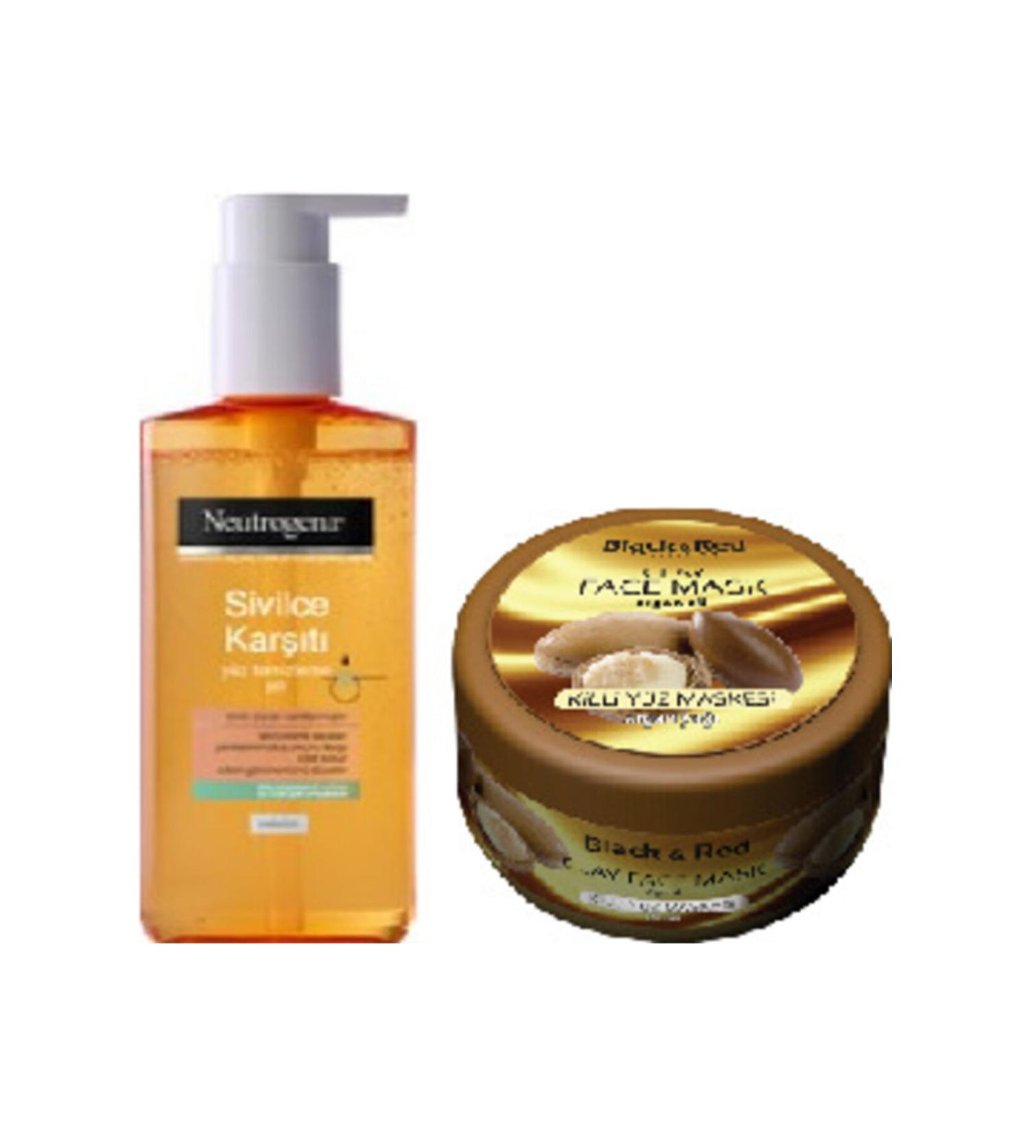 Neutrogena Anti-Acne Face Cleansing Gel 200 Ml and Argan Oil Clay Face Mask 400 Gr