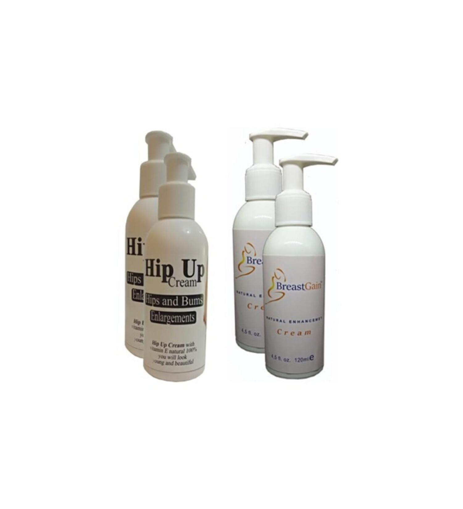 Hipup Enlargement Cream Hip Firming Anti-cellulite 2 Pieces + Breastgain Breast Care Cream 2 Pieces