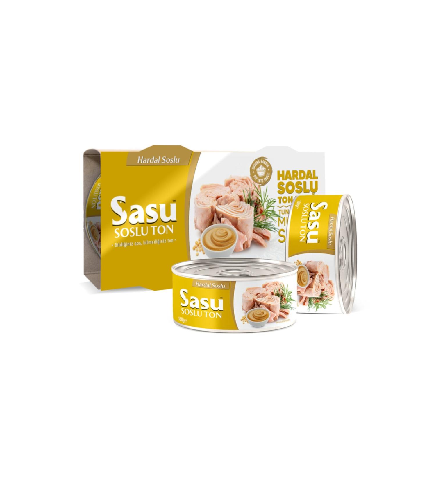 SASU SOSLUTON Sasu Mustard Sauce Tuna 12x160g Large Piece