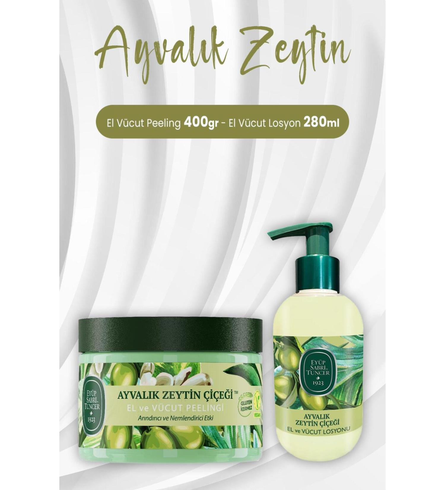 Ey p Sabri Tuncer Ayval k Olive Blossom Hand Body Peeling 400 gr and Hand Body Lotion 280 ml