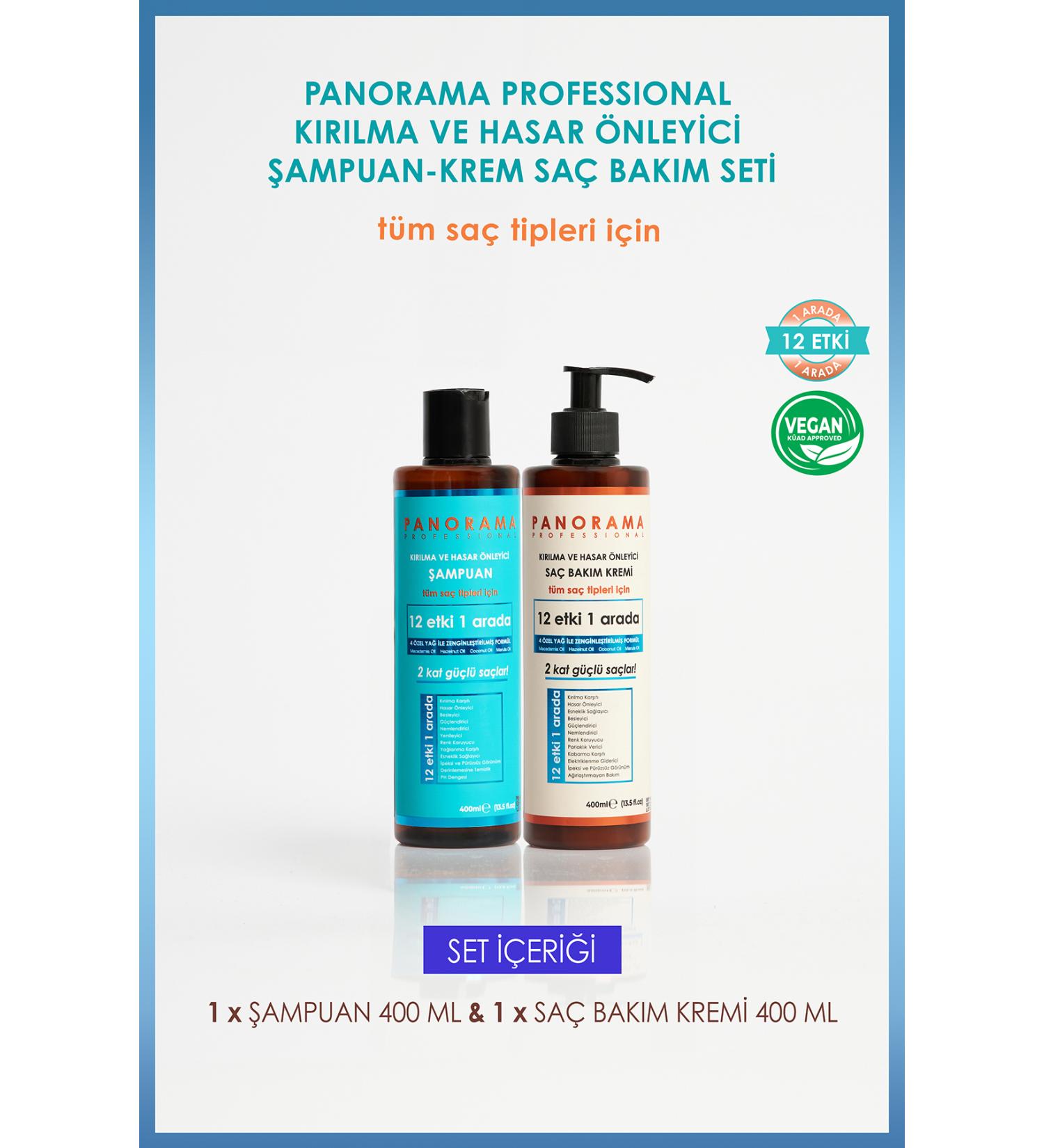 PANORAMA PROFESSIONAL Professional Anti-Breakage and Damage Care Set 400 ml Shampoo Hair Care Conditioner Set of 2 Vegan - Buy Online on GoSupps.com
