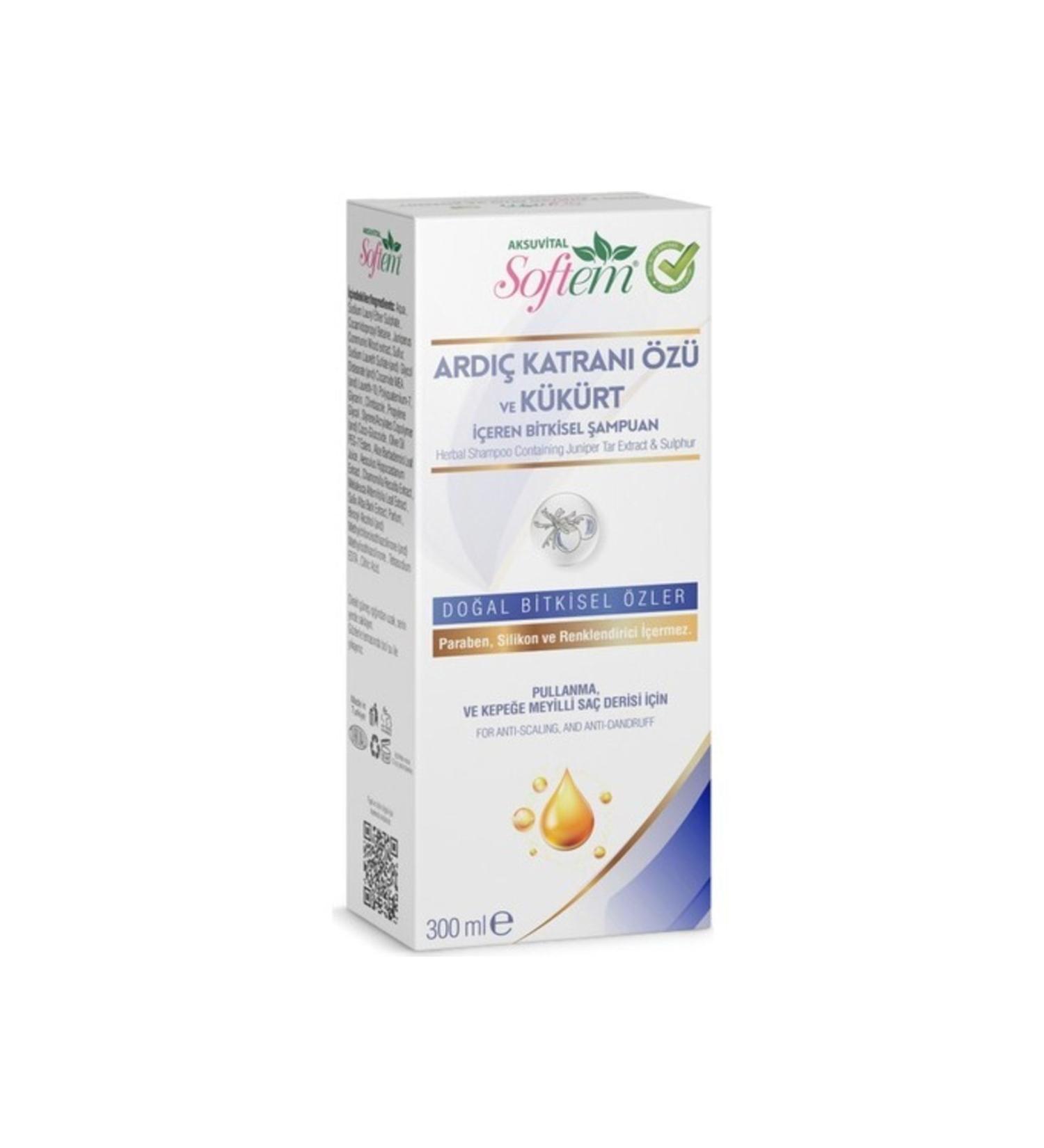 Softem Juniper Tar Extract and Sulfur Herbal Shampoo 300 Ml