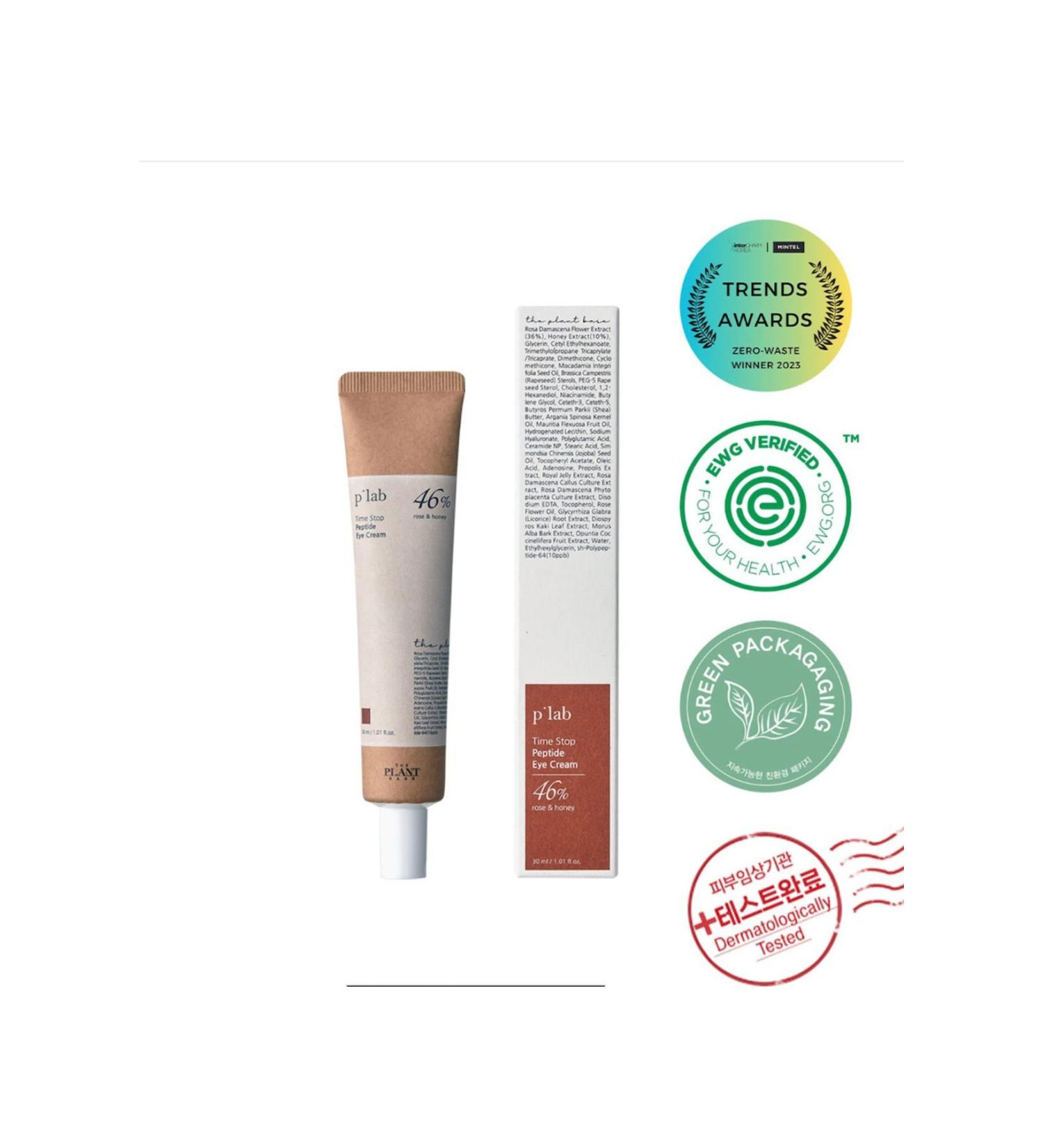 The Plant Base Time Stop Peptide Eye Cream - Anti-Wrinkle Eye Contour Cream 30ml - Buy Online on GoSupps.com