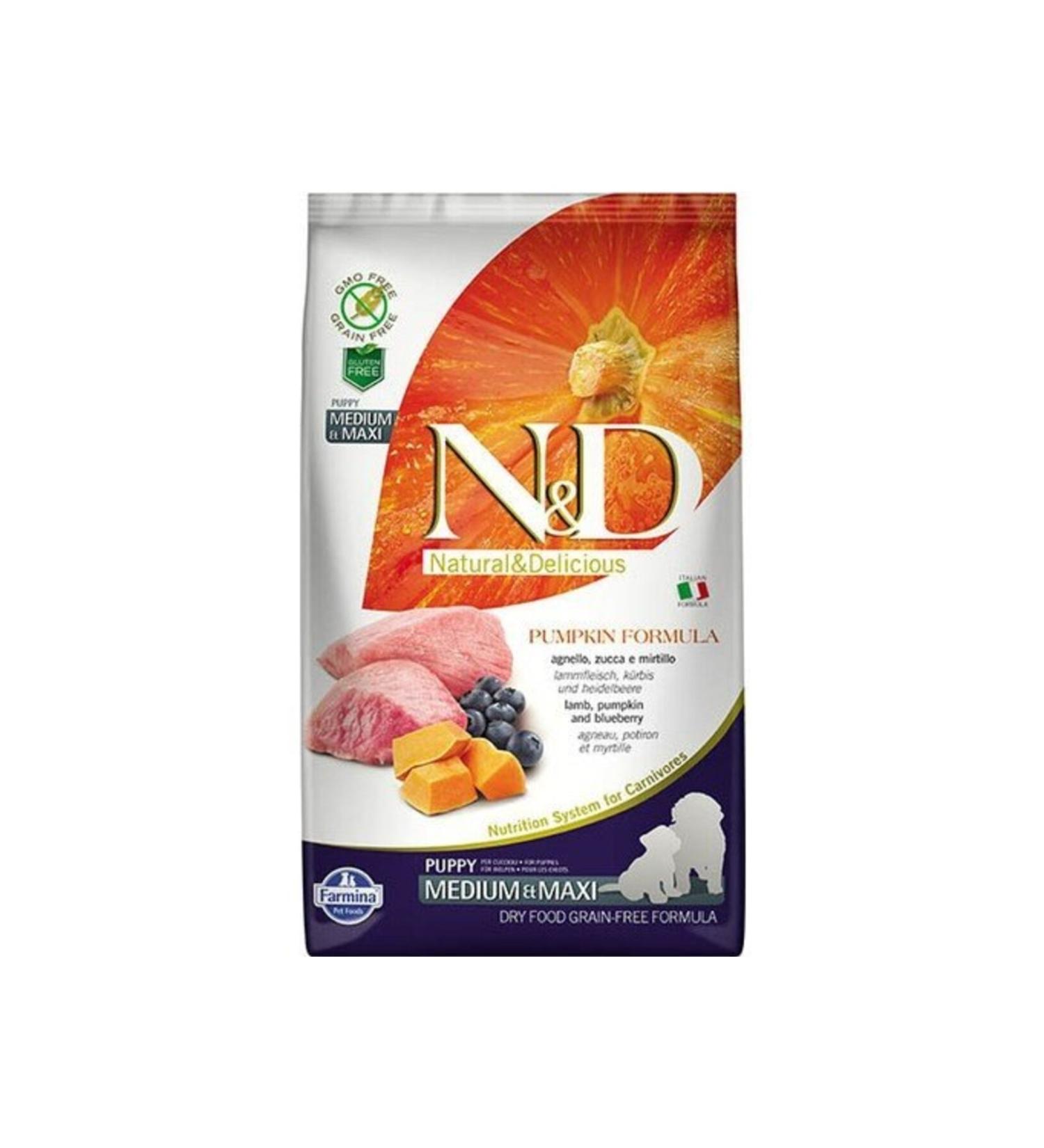 N & D Pumpkin Grain-Free Lamb and Blueberry Medium and Large Breed Puppy Dry Food 12 Kg