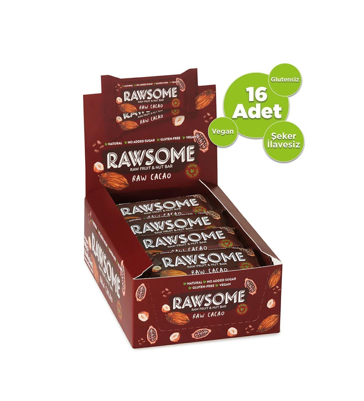 Rawsome Organic Cocoa Gluten Free and Vegan Fruit and Nut Bar 40g X 16 Pieces - Buy Online on GoSupps.com