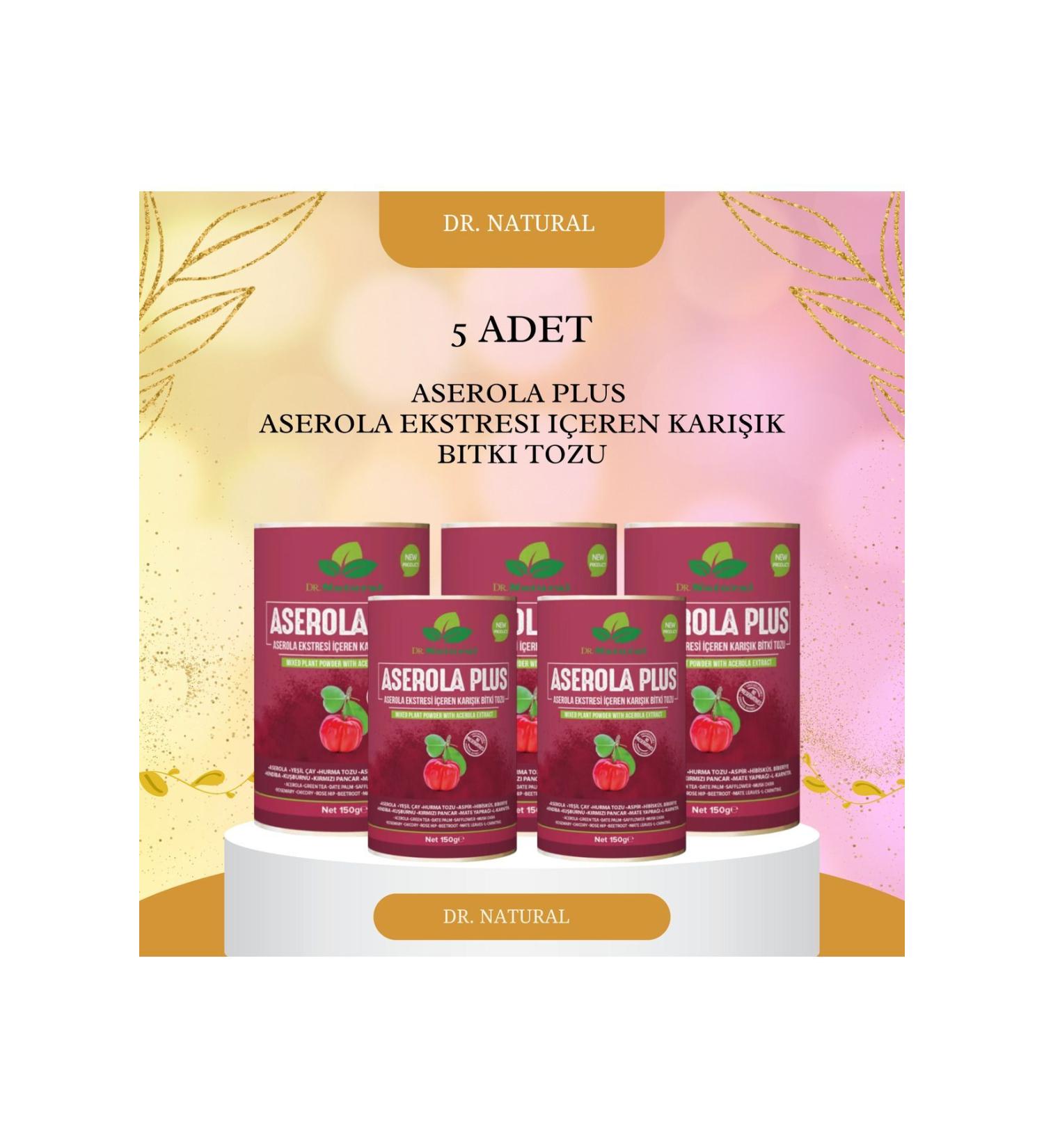 DRNATURAL 5 Pieces Acerola Plus Mixed Plant Powder Containing Acerola Extract 150 Gr. - Buy Online on GoSupps.com