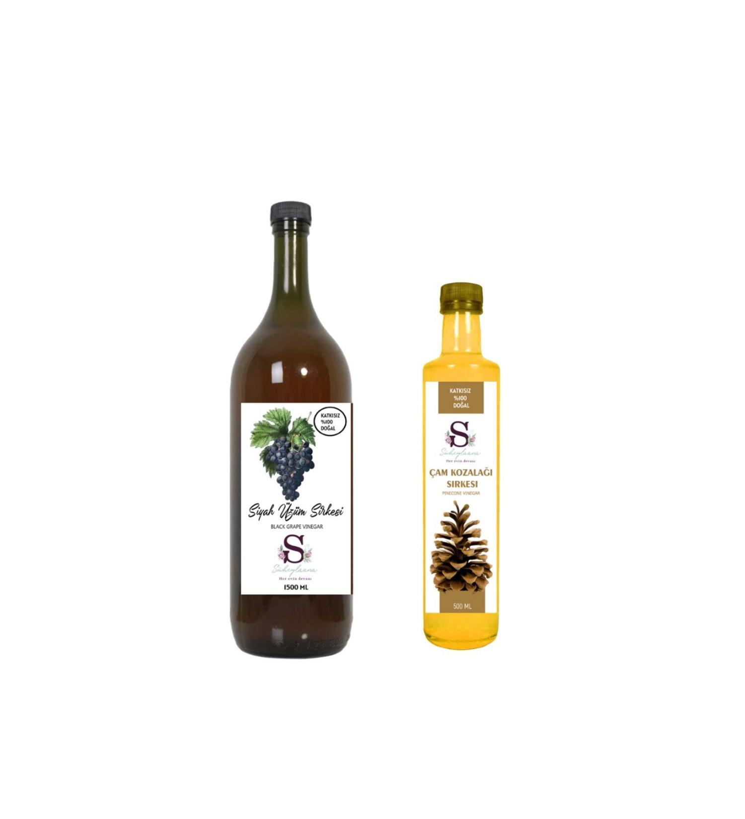 S heylaana Natural Black Grape Vinegar 1500 Ml - Natural Pine Cone Vinegar 500 Ml