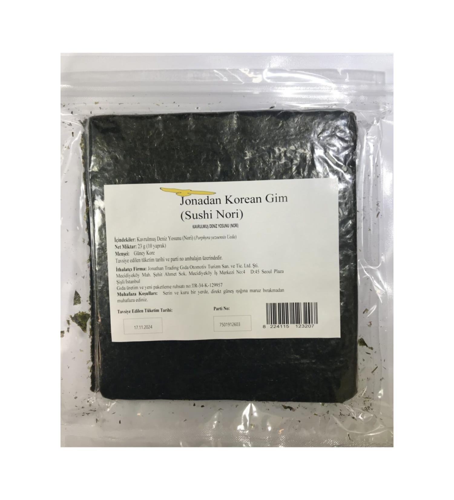 JONADAN Korean Gim Sushi Nori 100 Sheets