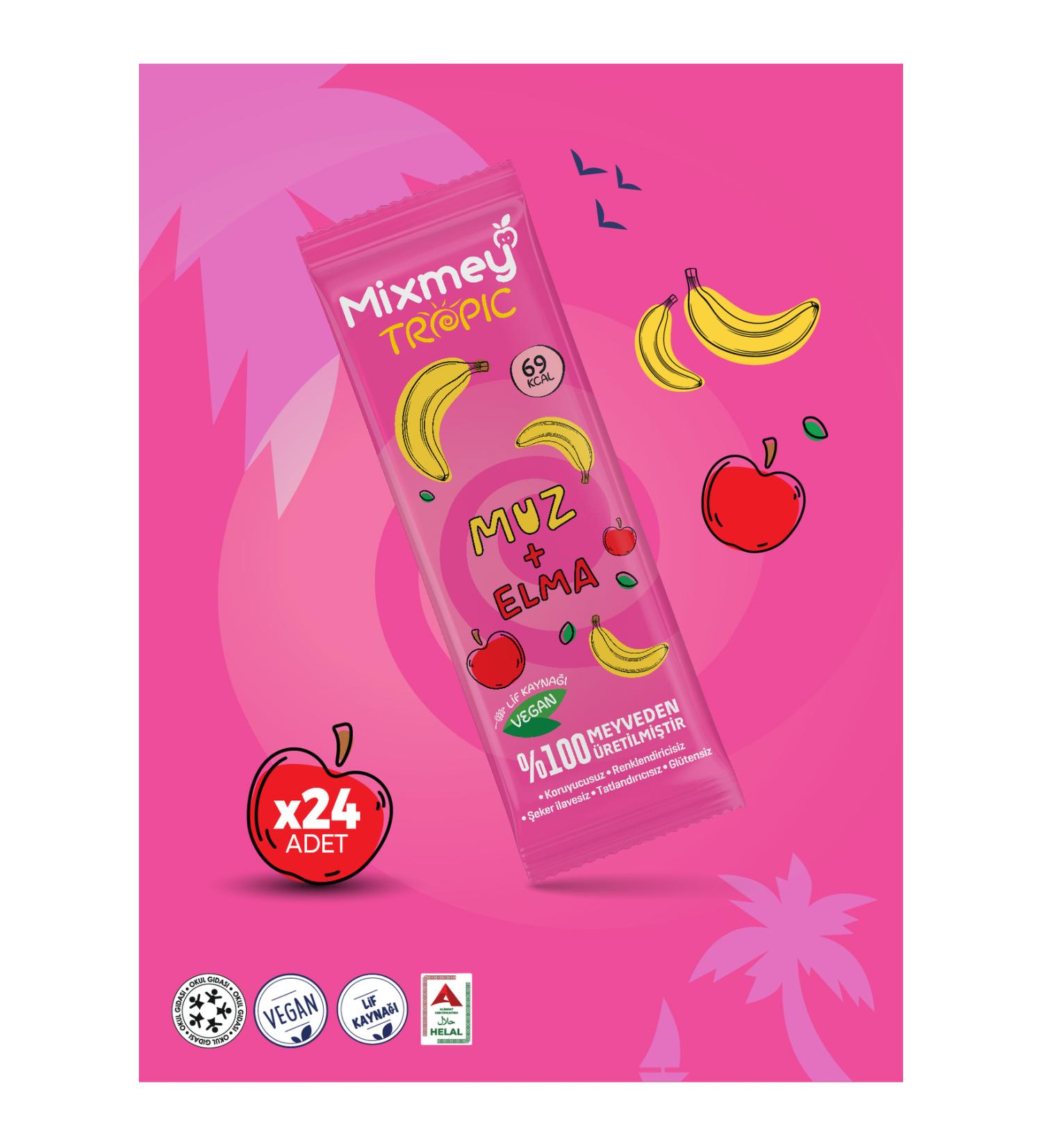 Mixmey Banana Fruit Bar | Natural Energy Giving Fruit Bar - 20gr X 24 Pieces - Buy Online on GoSupps.com