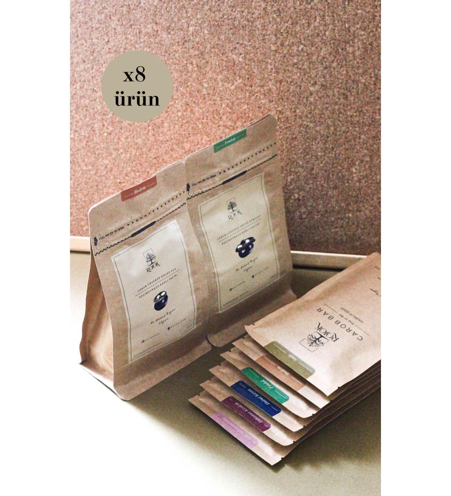 Rojok Midi Set: Carob Bars and Covered Fruits - No Sugar Added Vegan Gluten Free - 8 Products