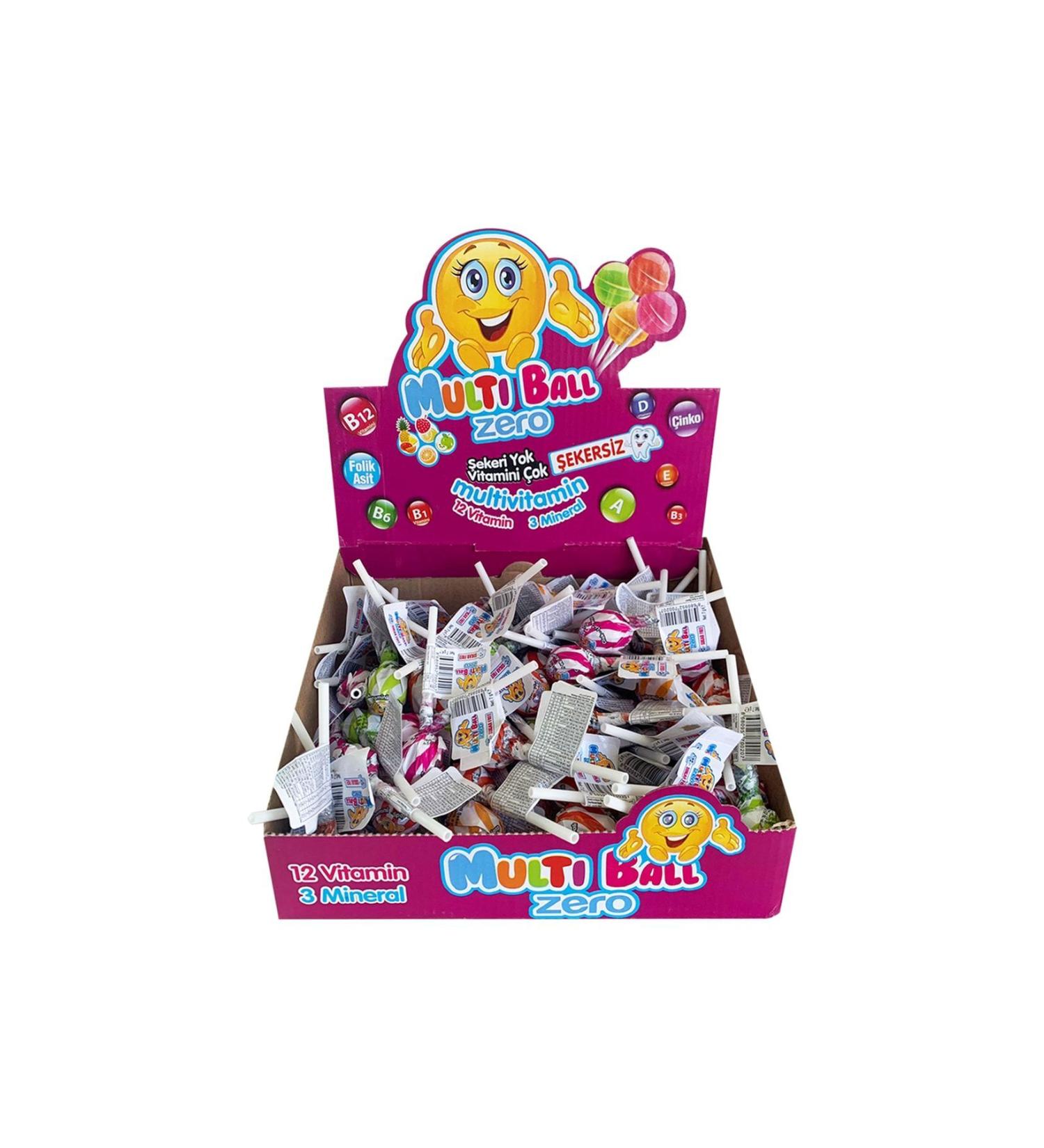 Multiball Zero (Sugar Free) 100 Lollipops 12 Vitamins 3 Minerals