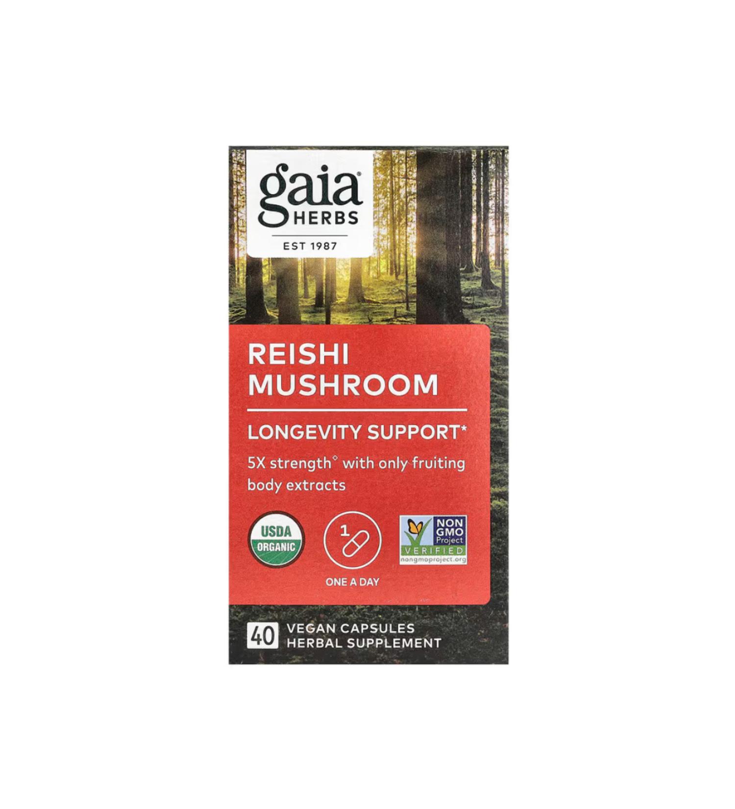Gaia Herbs Reishi Mushroom 40 Vegan Capsules