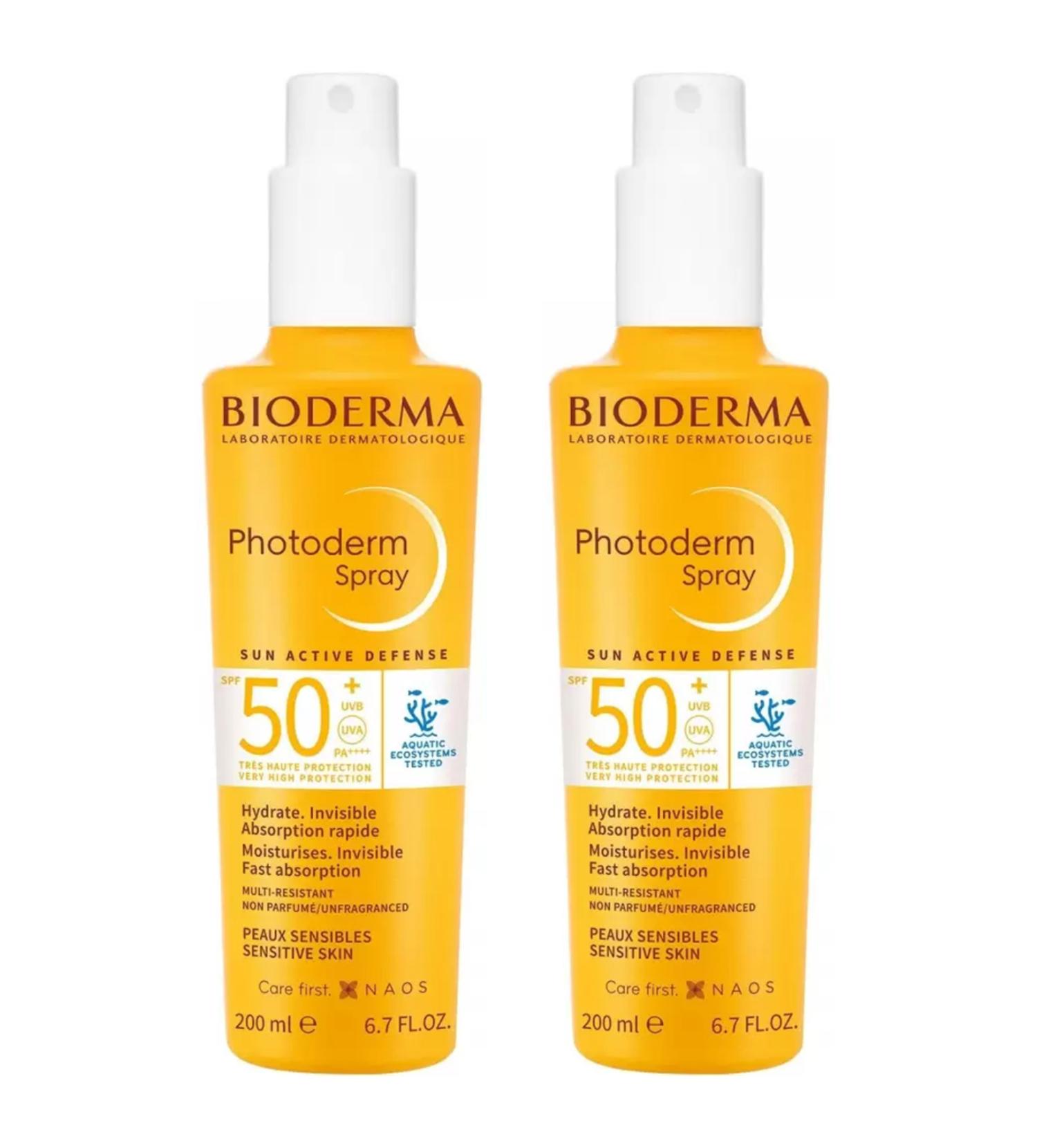 Bioderma Photoderm SPF 50+ Spray Form High Protection Sun Cream for All Skin Types 200 ml 2-PIECE