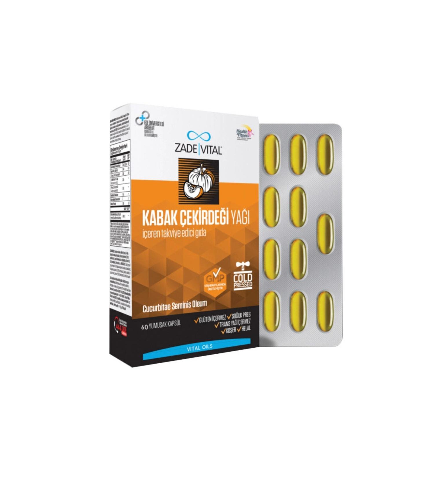 Zade Vital Pumpkin Seed Oil 60 Capsules