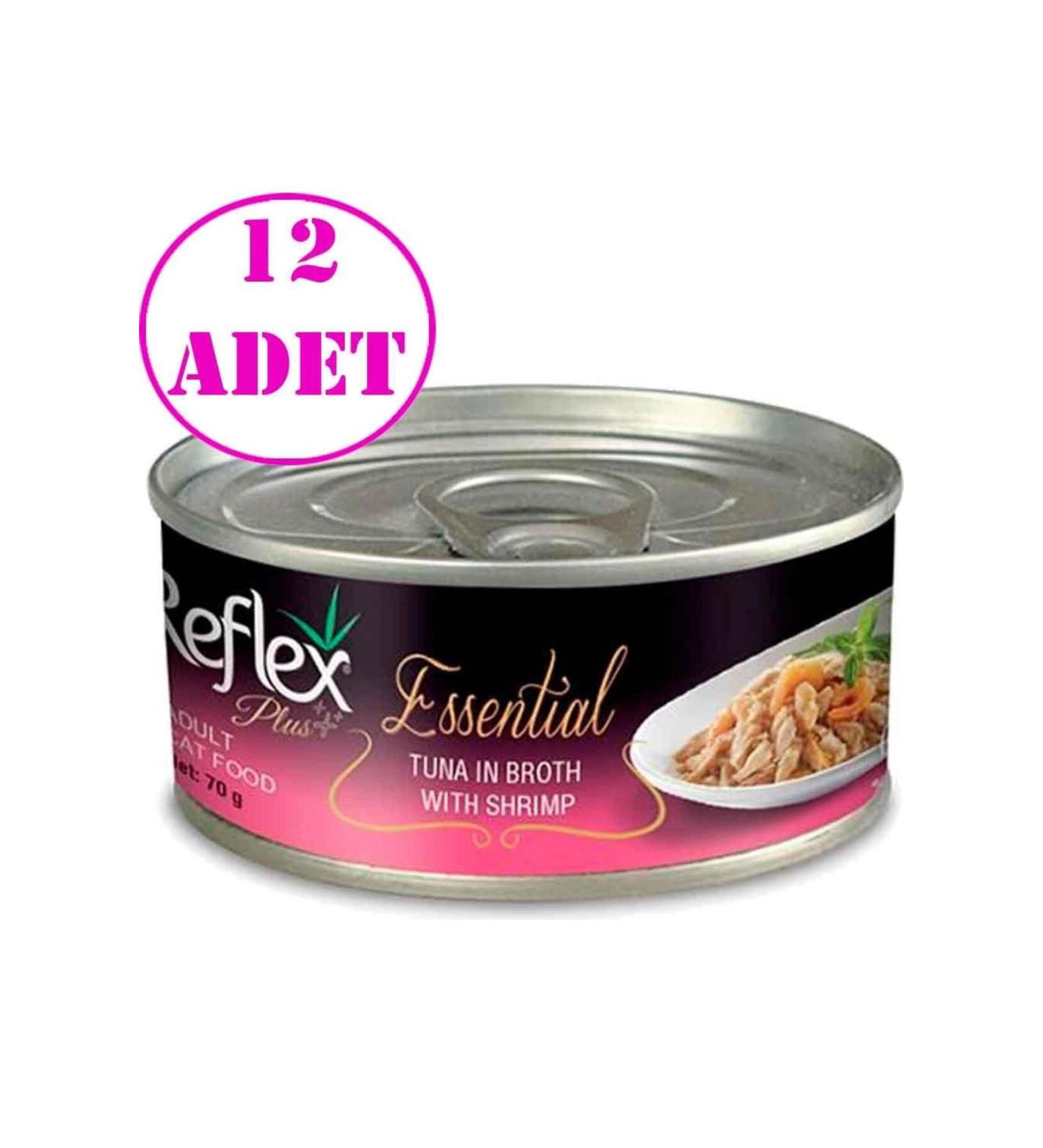 Reflex Plus Essential Tuna and Shrimp Adult Cat Canned Food 70 Gr 12 Pieces