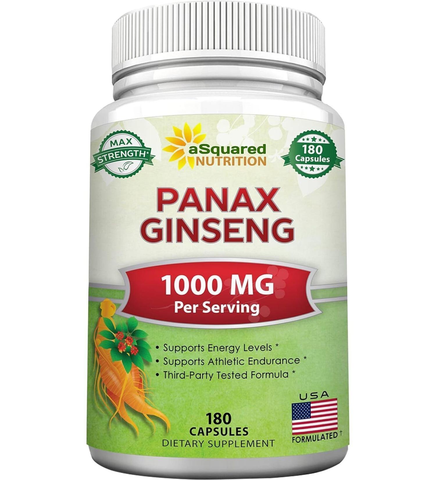 Asquared Nutrition Red Korean Panax Ginseng 1000 mg 180 Capsules - Buy Online on GoSupps.com