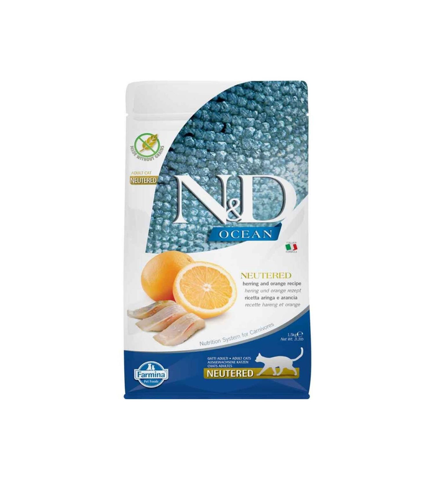 N & D Nd Ocean Grain-Free Herring & Orange Cat Food 1.5 Kg
