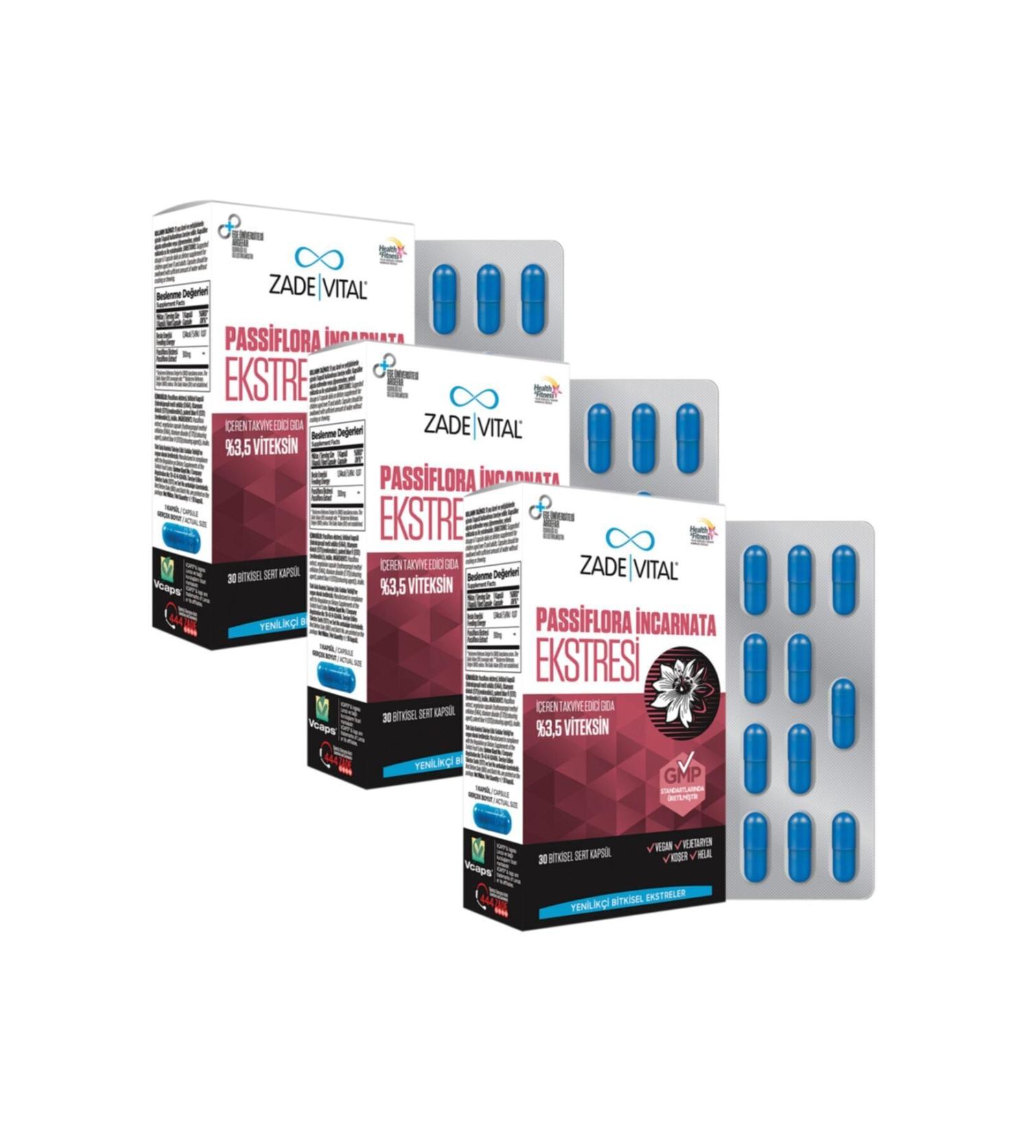 Zade Vital Passiflora Incarnata Extract (3 BOXES) 90 Capsules