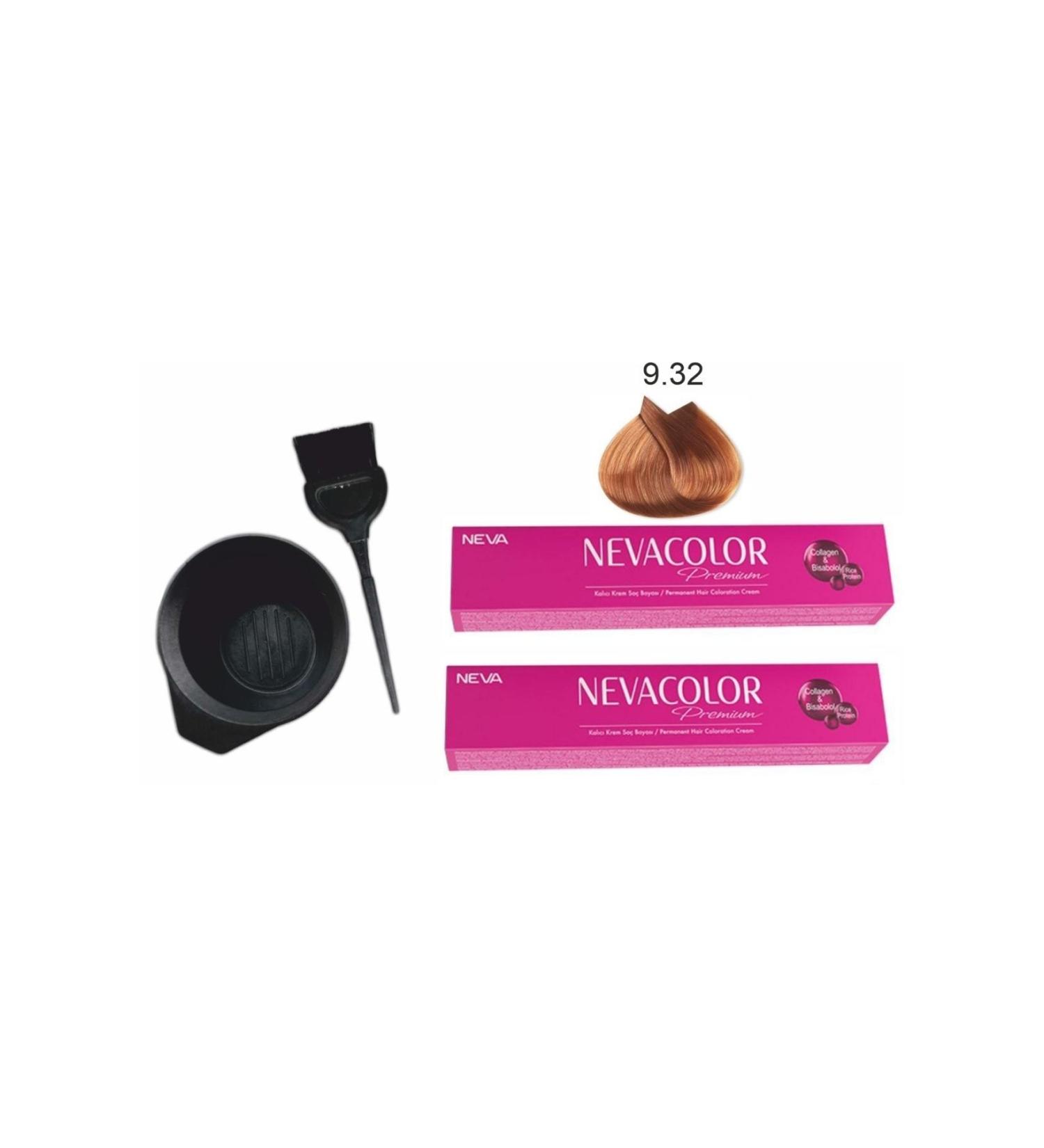 Neva Color Tube Paint 9.32 Very Light Honey Blonde Economical 2-Pack + Coloring Set