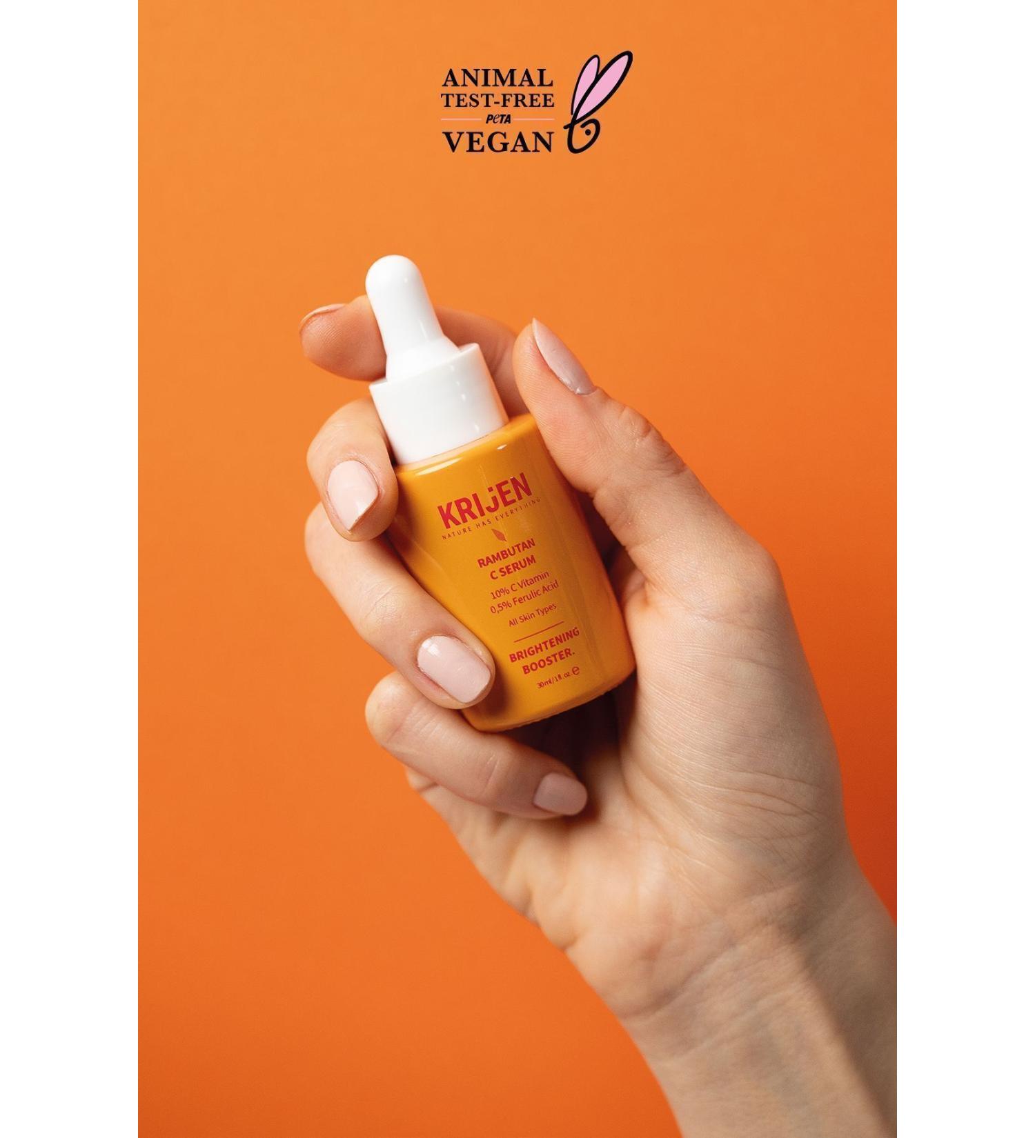 Krijen Rambutan Vitamin C Revitalizing Serum | Vitamin C + 0.5% Ferulic Acid + Hyaluronic Acid - Buy Online on GoSupps.com