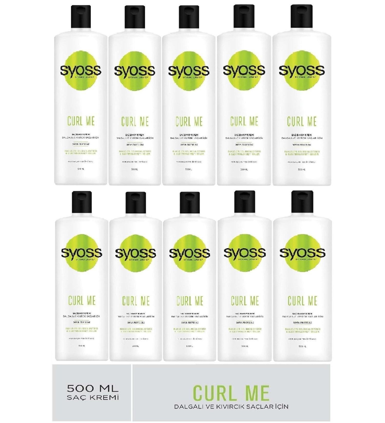 Syoss Curle Me Soy Protein Hair Care Cream for Wavy and Curly Hair 500 Ml X 10 Pieces (Box)