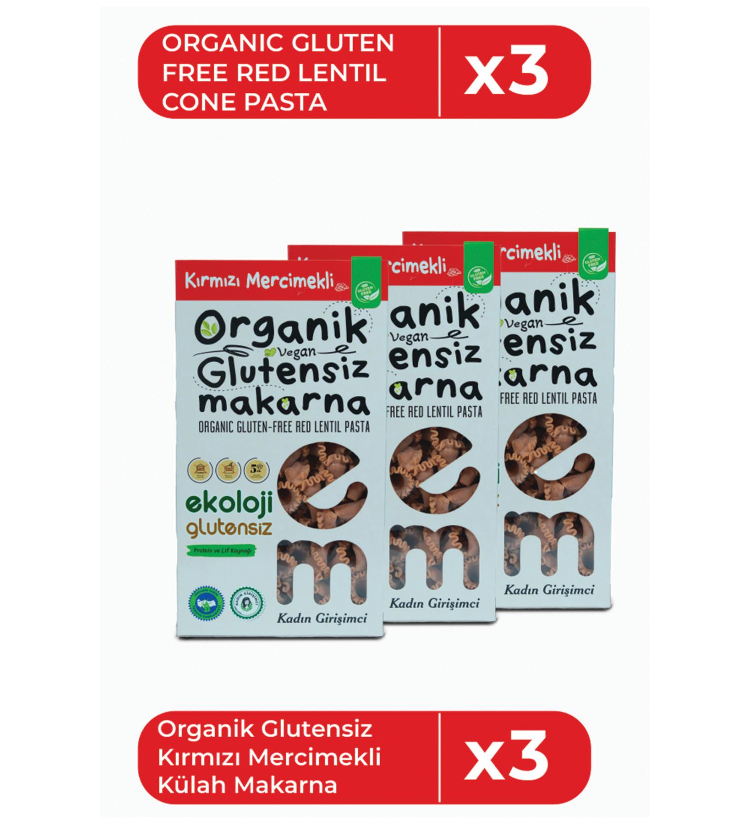 Ecology Gluten Free Organic Gluten Free Pasta Red Lentil Cone 200Gr 3Pkt - Buy Online on GoSupps.com