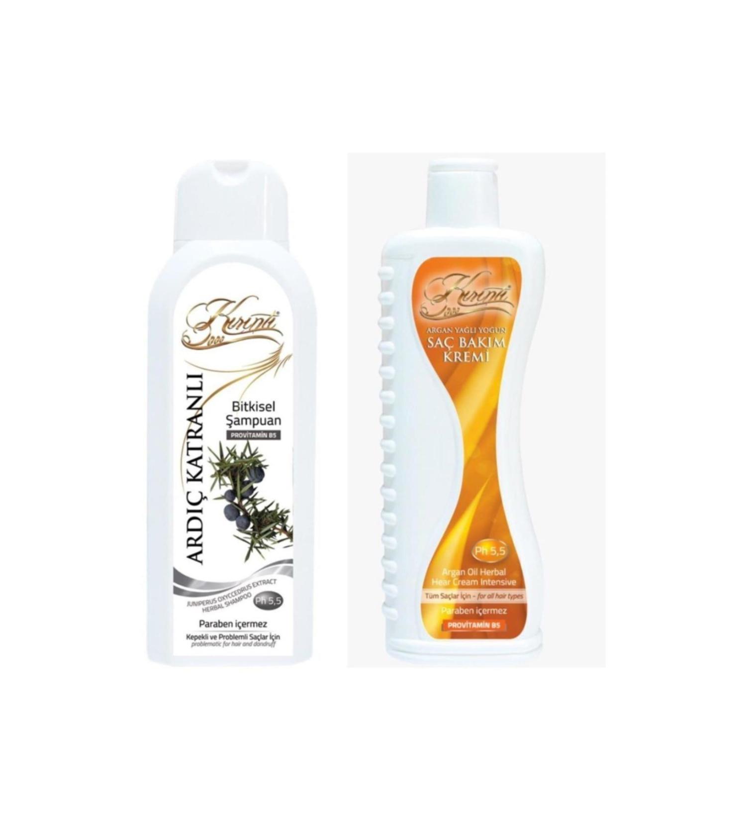 KIRINTI 2000 Juniper Tar Herbal Shampoo 400 ml + Argan Oil Intensive Hair Care Conditioner 400 ml