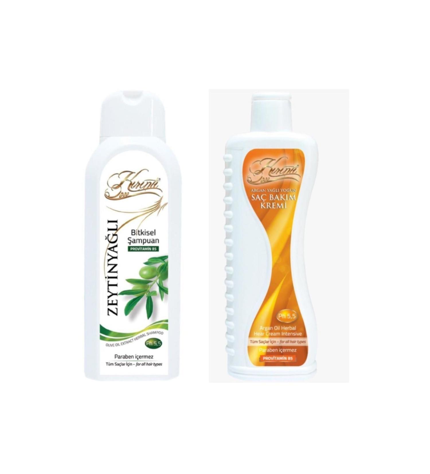 KIRINTI 2000 Olive Oil Herbal Shampoo 400 ml + Argan Oil Intensive Hair Care Conditioner 400 ml.