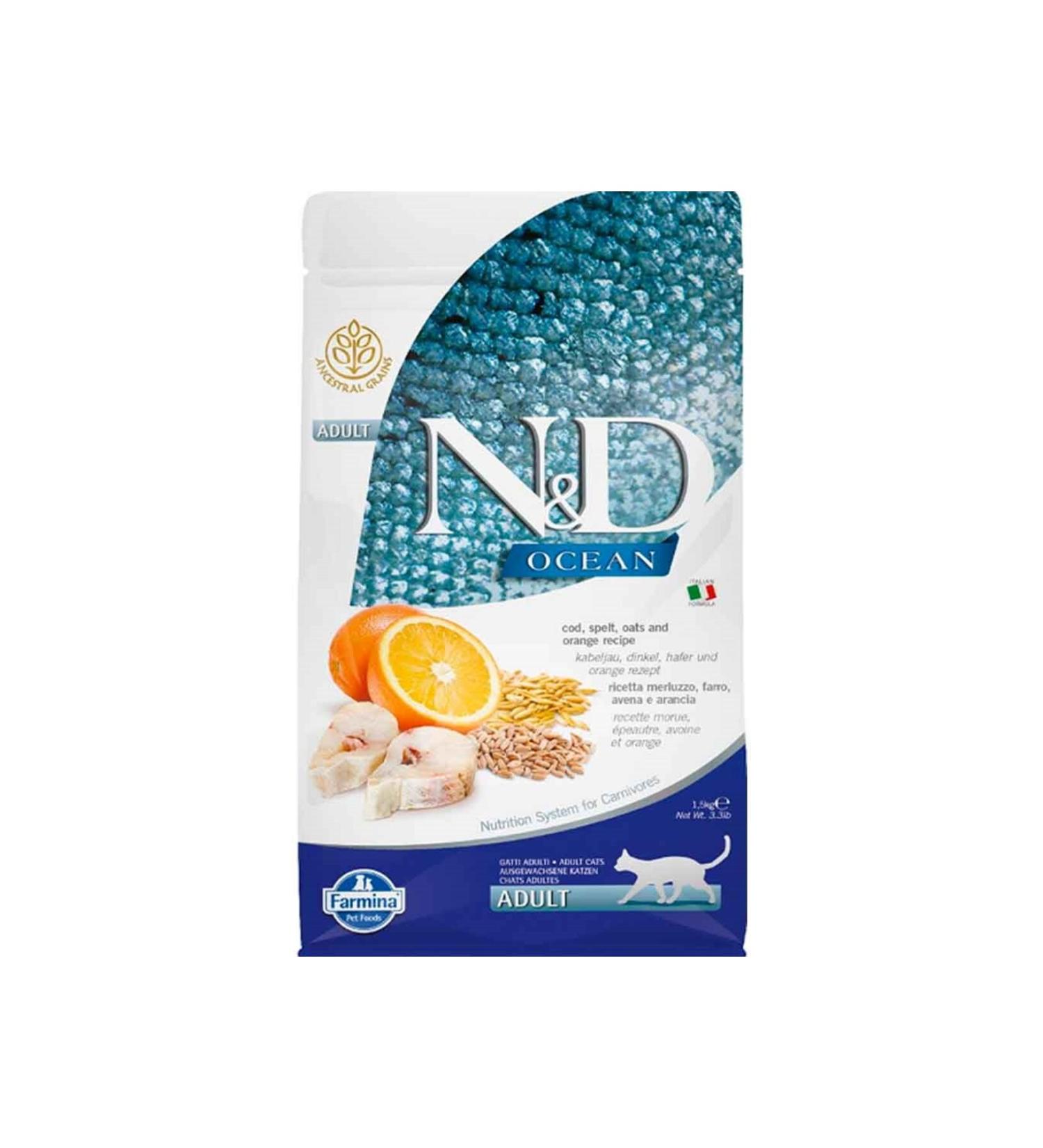N & D Nd Ocean Cat Food Codfish & Orange Low Grain 1.5 Kg