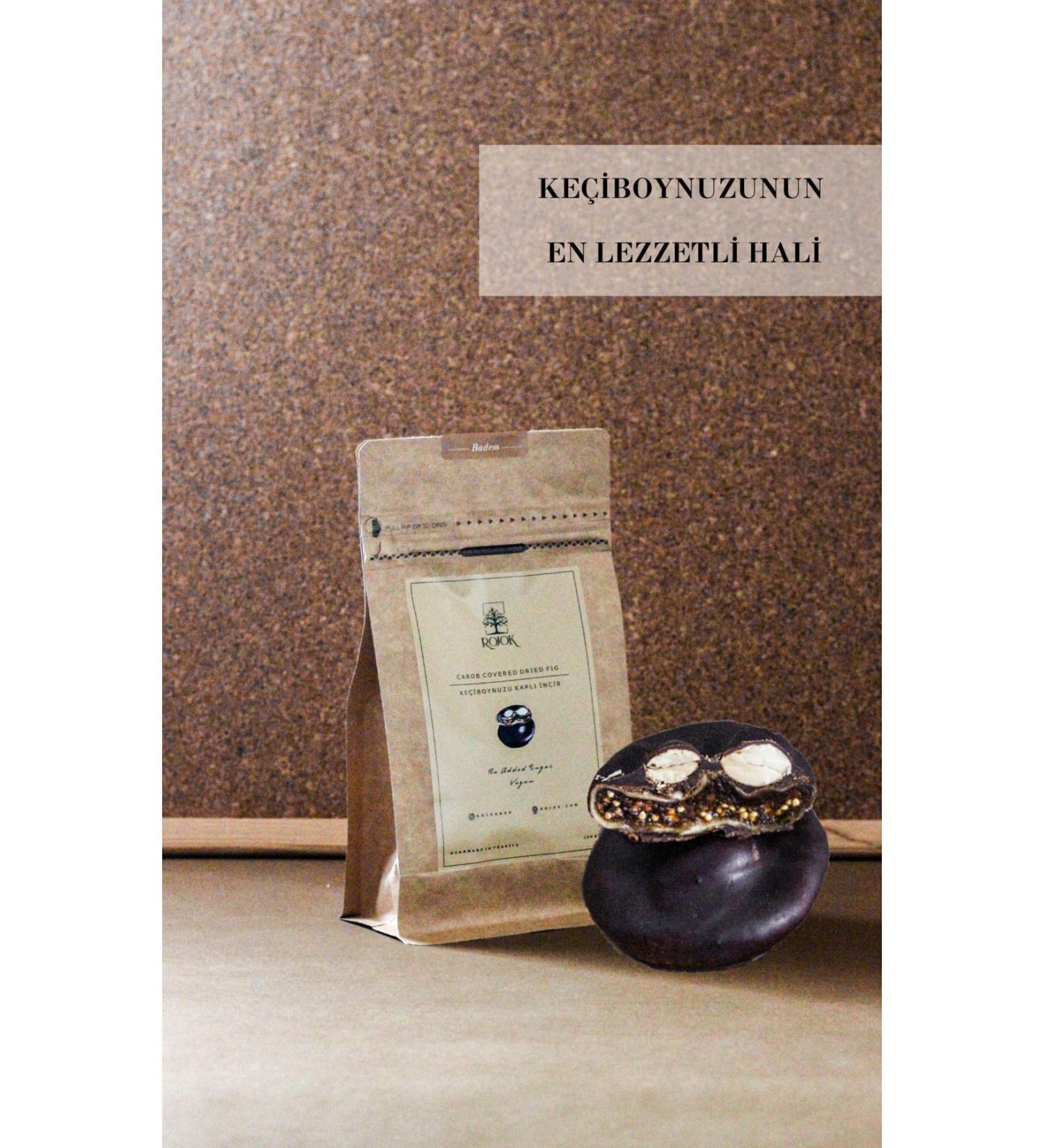 Rojok Carob Coated Figs with Almonds - Sugar Free Vegan Gluten Free - 250 gr - Healthy Snack