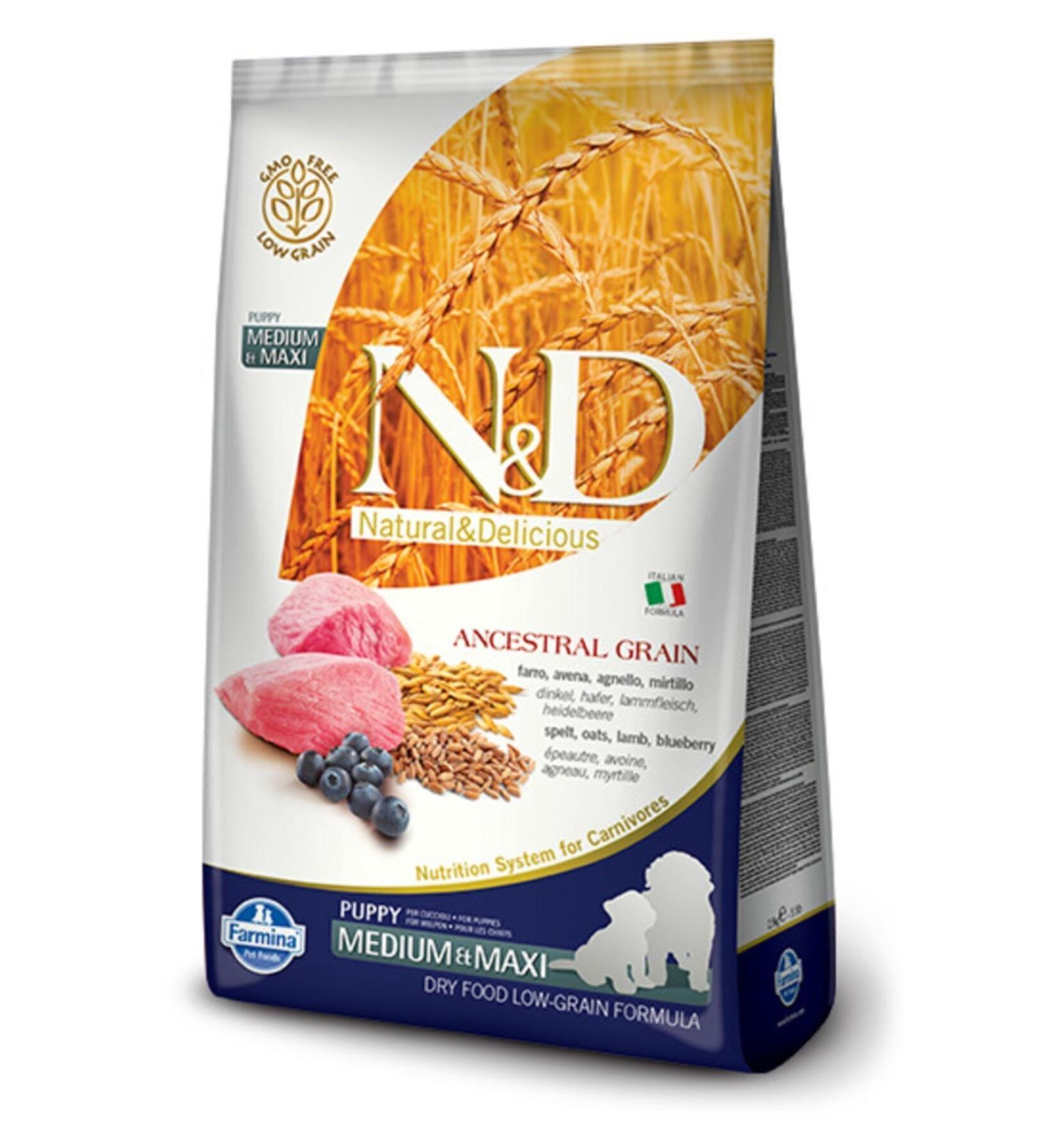 N & D Nd Low Grain Lamb Blueberry Medium Breed Puppy Food 12 Kg