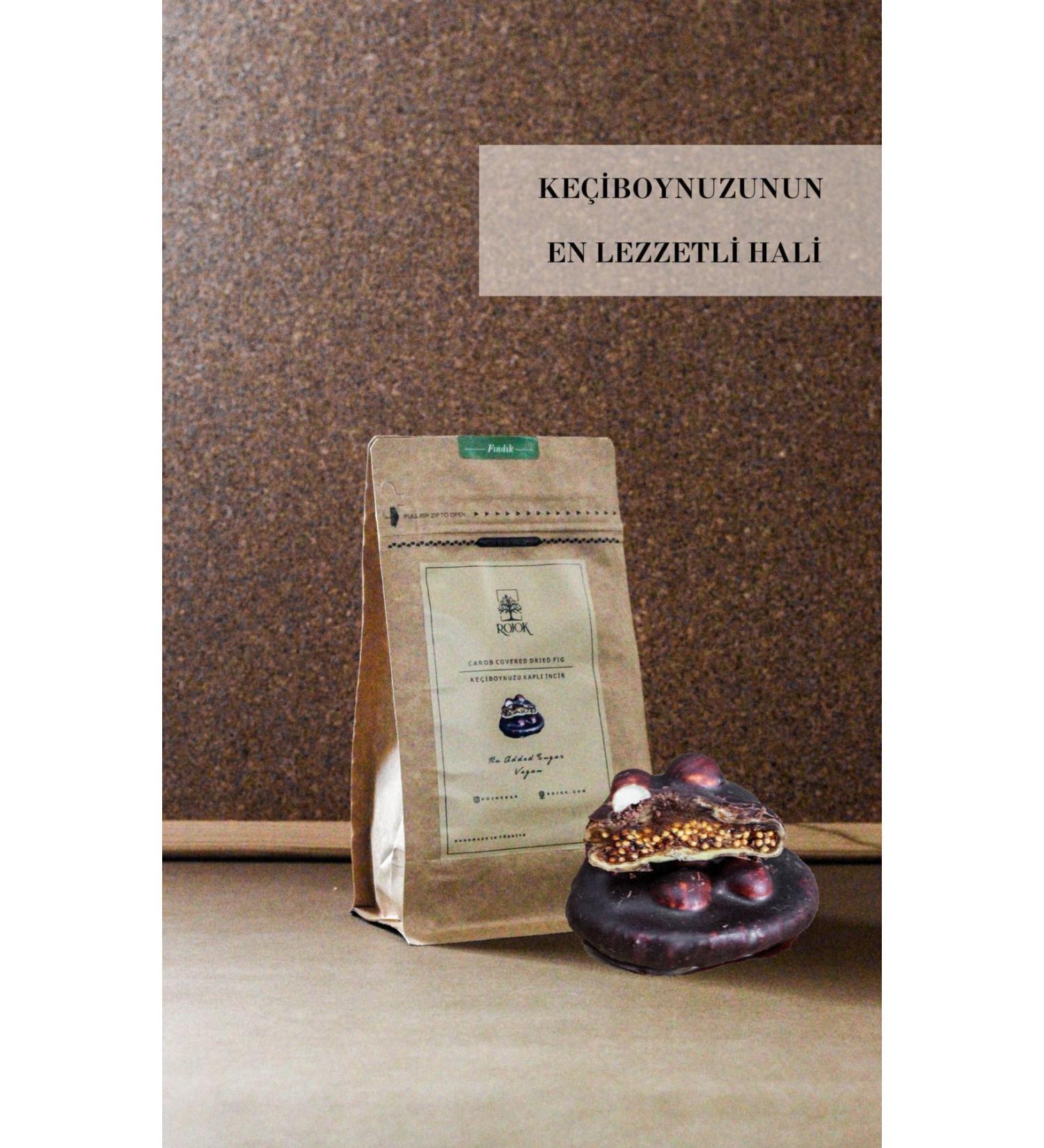 Rojok Carob Coated Figs with Hazelnuts - Sugar Free Vegan Gluten Free - 250 gr - Healthy Snack