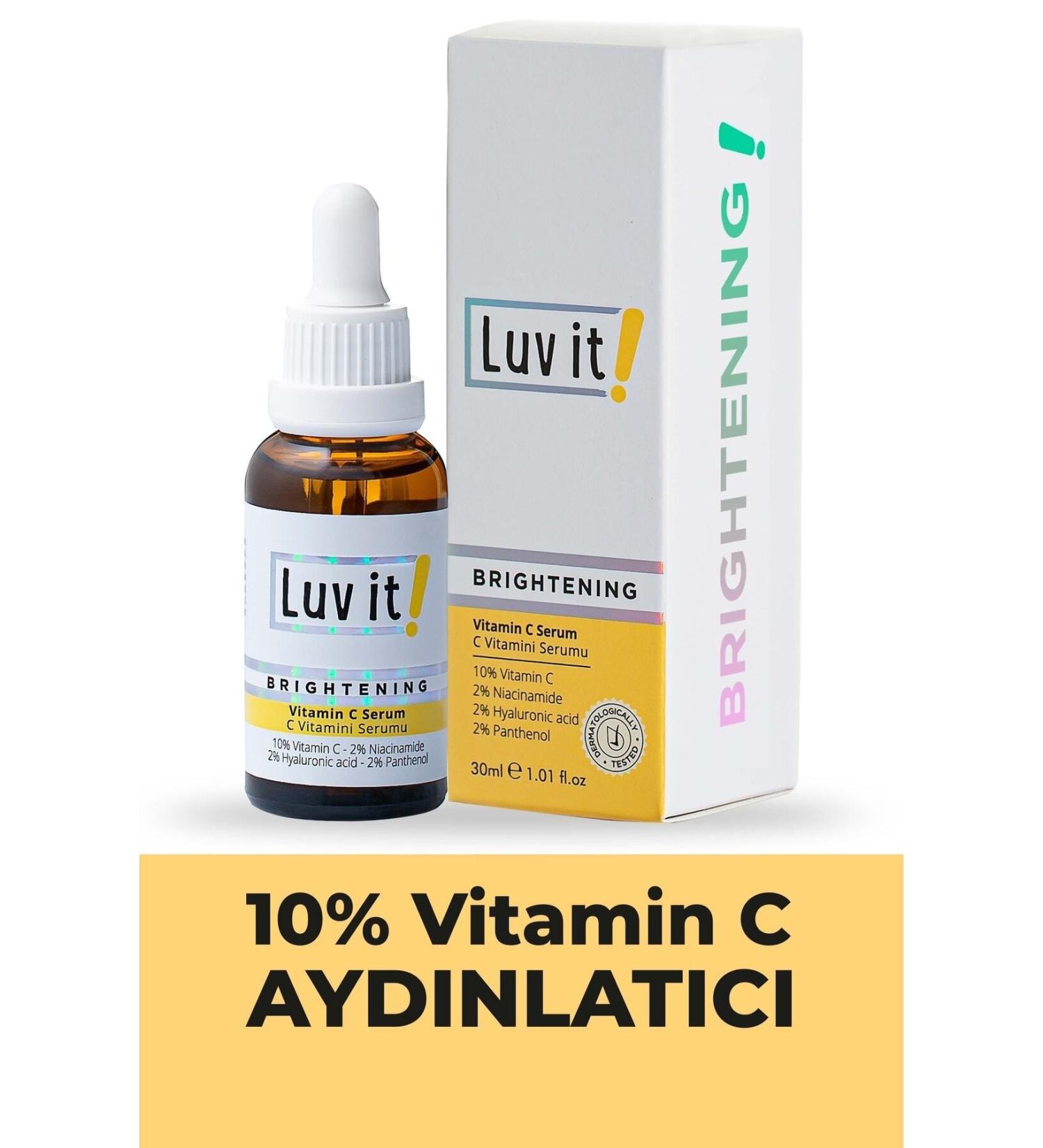 Luv it! Brightening Vitamin C Serum (vitamin C + Hyaluronic Acid + Panthenol + Niacinamide) 30 Ml - Buy Online on GoSupps.com