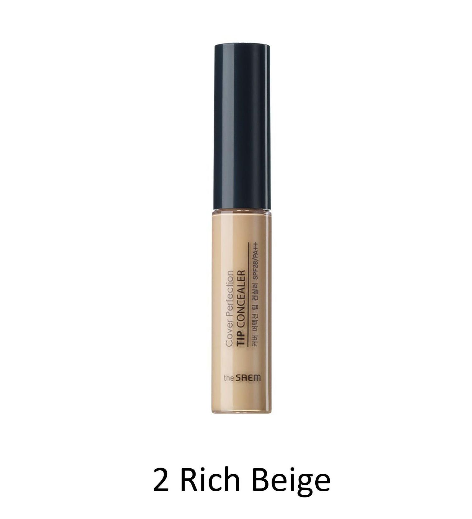The Saem Long-Lasting Liquid Concealer Cover Perfection Tip Concealer - Rich Beige 2