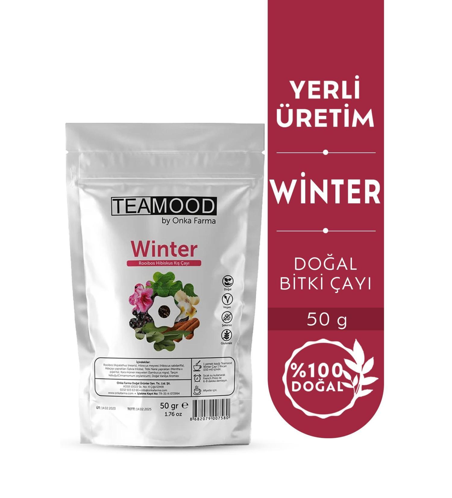 TEAMOOD Onka Farma Winter Winter Herbal Tea - Rooibos Hibiscus Herbal Tea - 50 gr - Buy Online on GoSupps.com