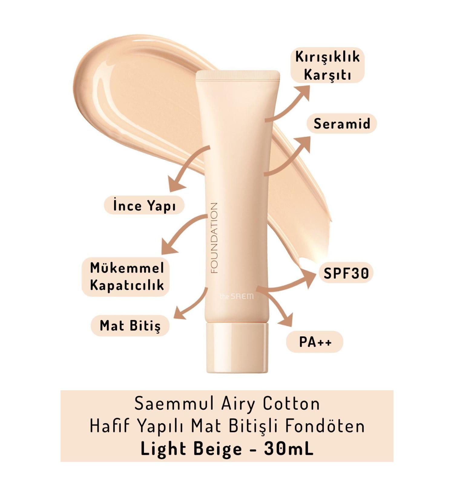The Saem Saemmul Airy Cotton Lightweight Matte Finish Foundation Light Beige - 30 Ml - Buy Online on GoSupps.com