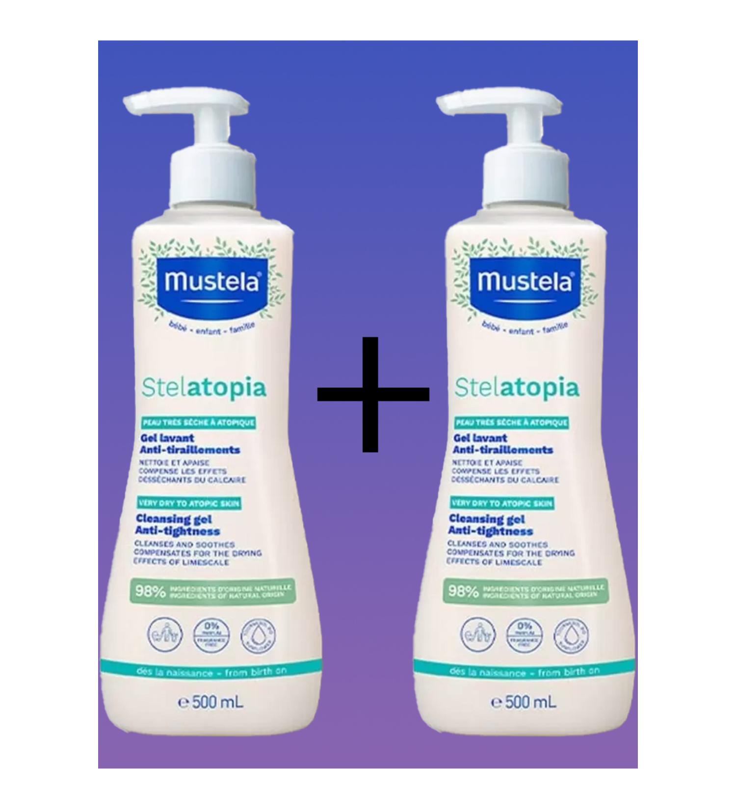 Mustela Stelatopia Cleansing Gel 500 ml Dry Skin Shampoo X2