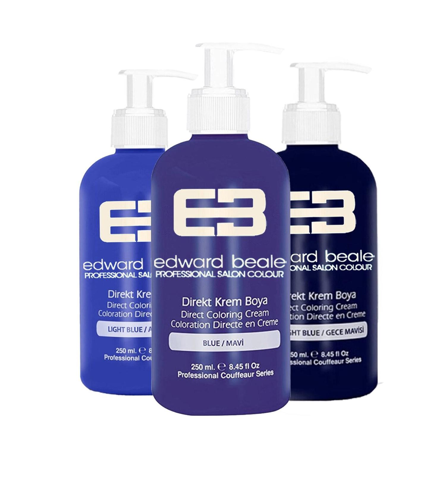 Edward Beale Blue / Midnight Blue / Light Blue Balayage Color Hair Dye 250ml Set of 3