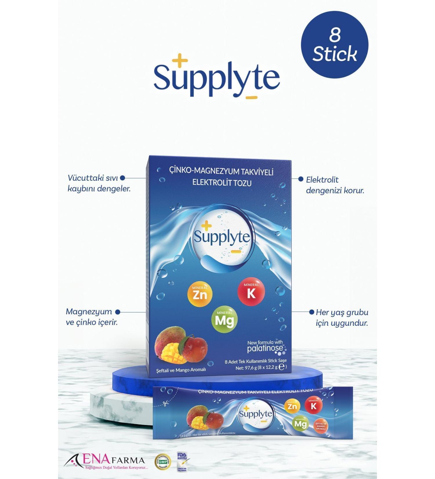 EnaFarma Supplyte Peach-mango Electrolyte Powder 12 Gr X 8 Pieces - Buy Online on GoSupps.com