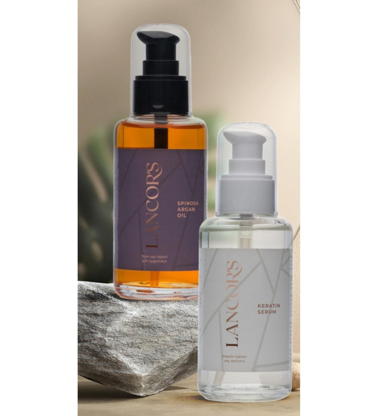 LANCOR'S Argan and Keratin Serum Hair Care Set Anti-Frizz Anti-Breaking and Anti-Electric Healthy Growth Effective